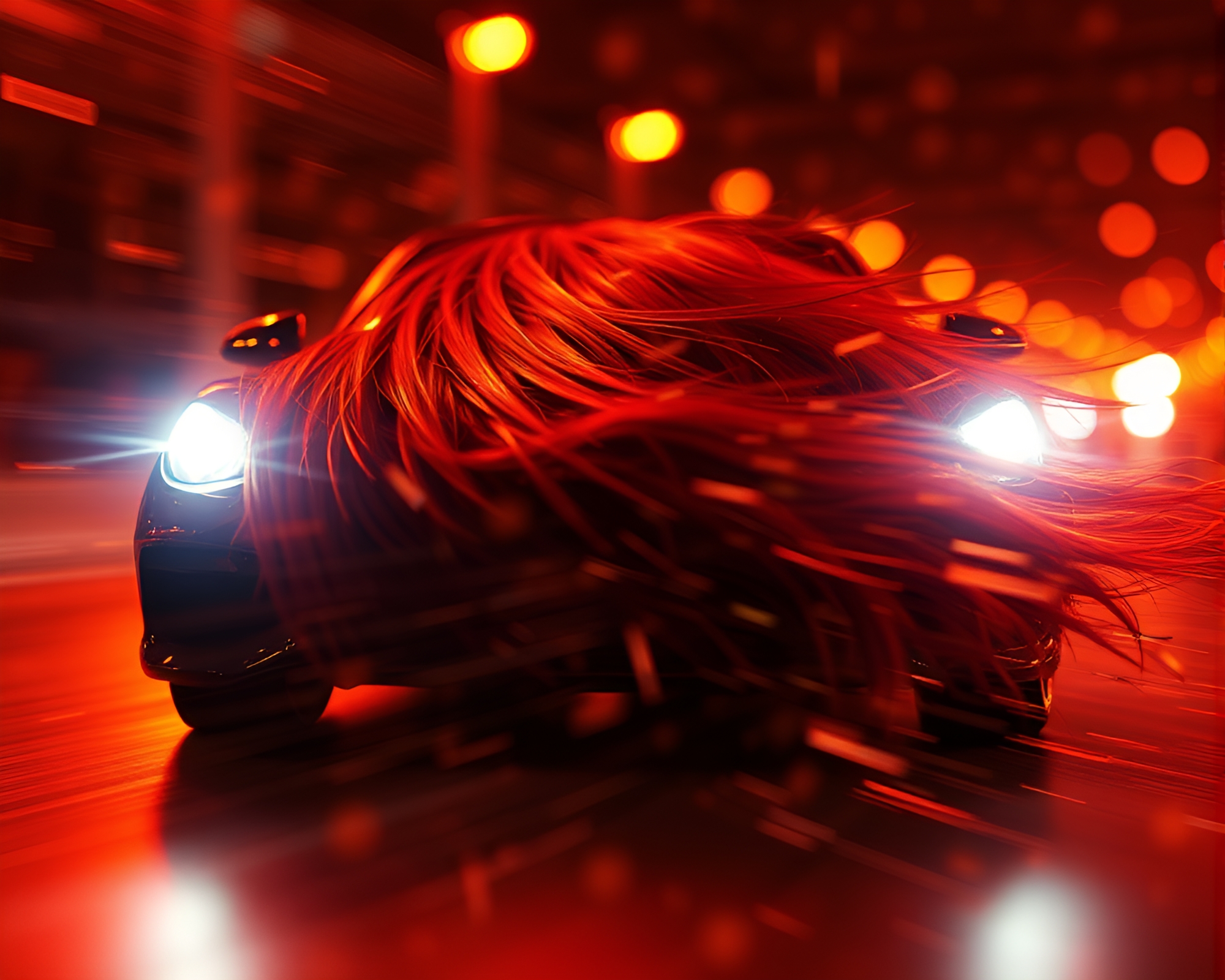 Futuristic Hover Car in Grain Overlay Composition – free AI stock image