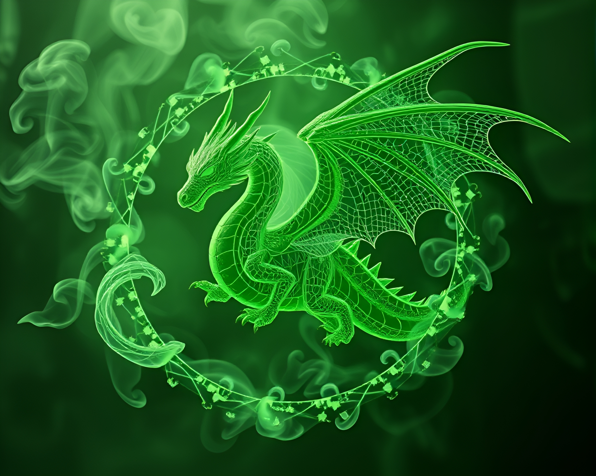 Celestial Dragon in Enchanted Forest Wireframe Render – free AI stock image