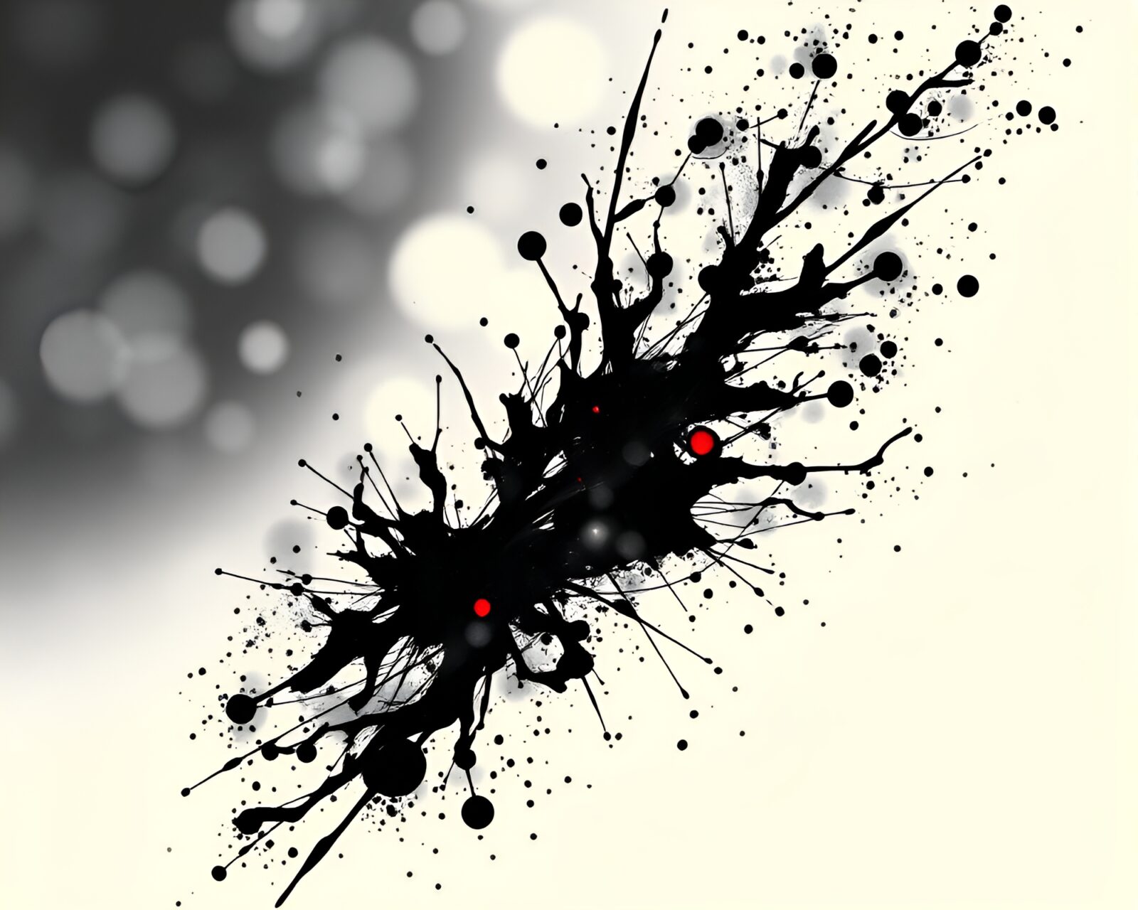 Gothic vampire surrounded by vibrant tattoo ink splashes