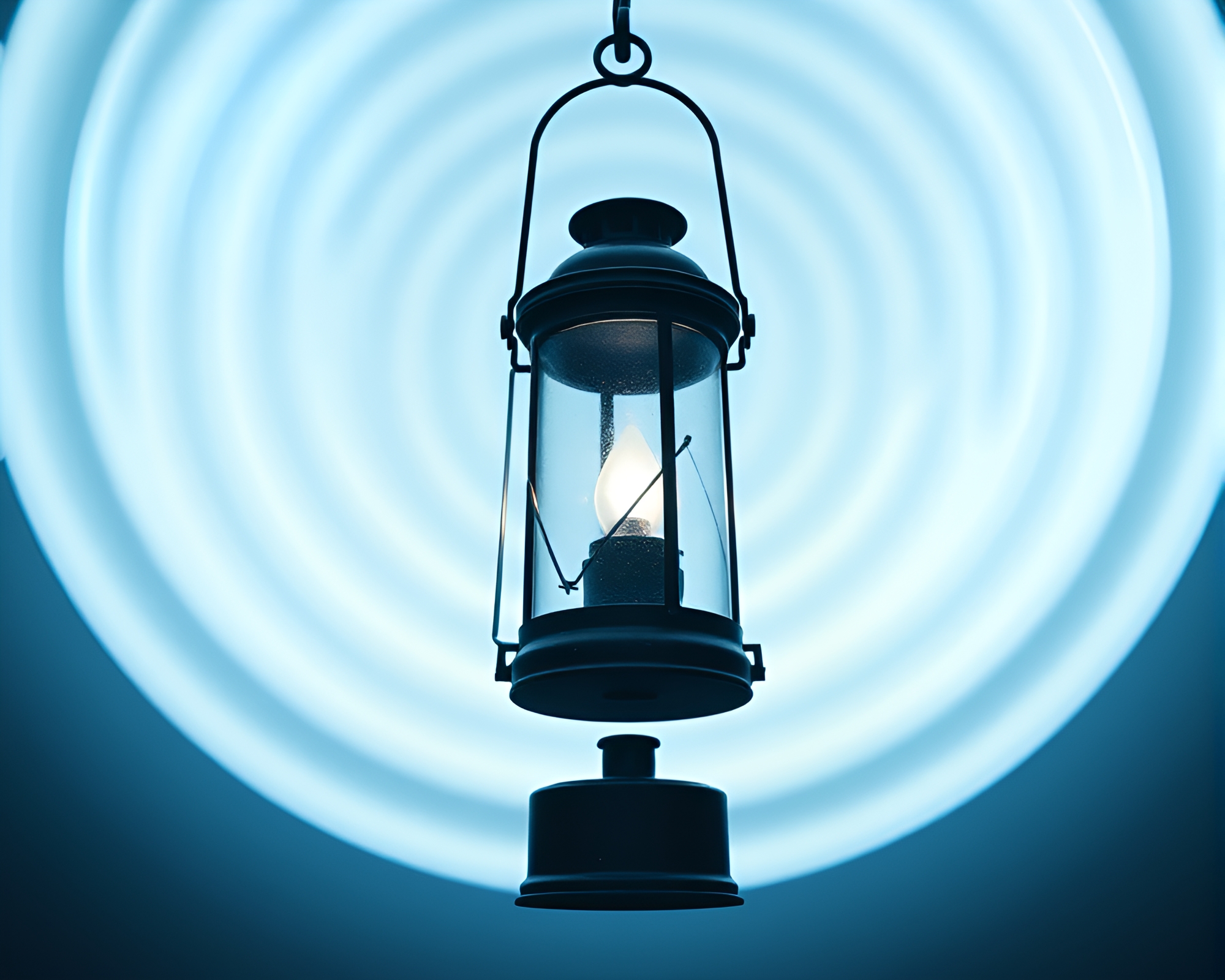 Surreal Antarctic Lantern Illuminated by Concentric Circles – free AI stock image