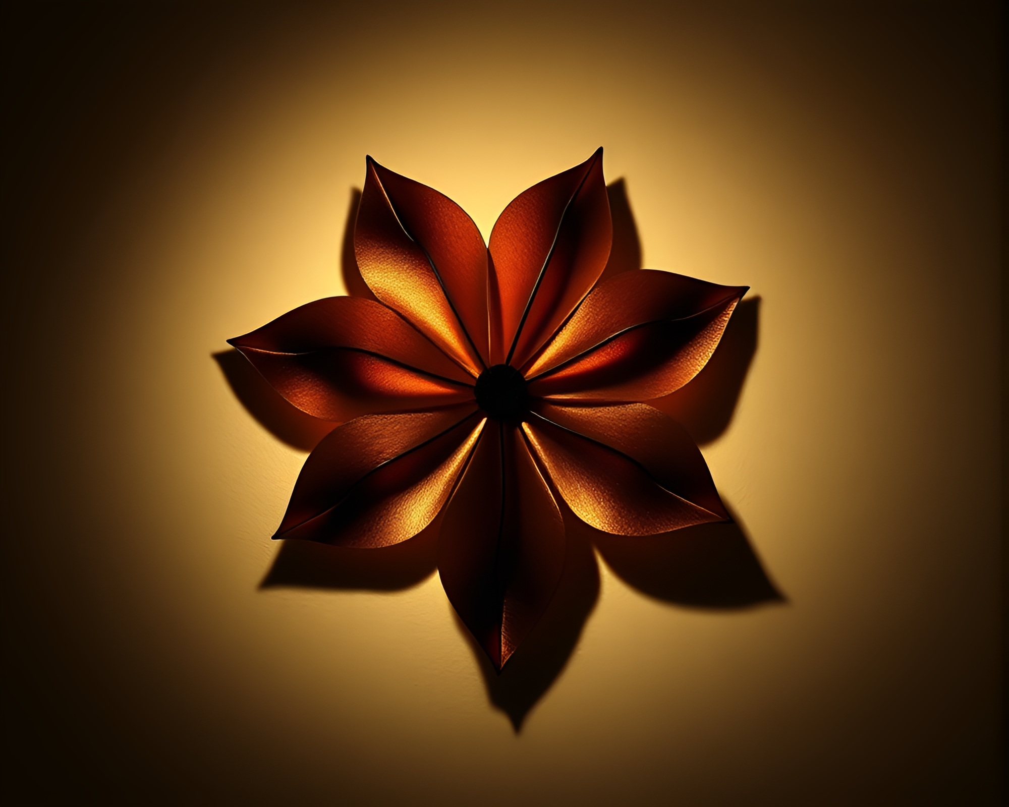 Bronze Duochrome Origami Flower Shadow Silhouette – free AI stock image