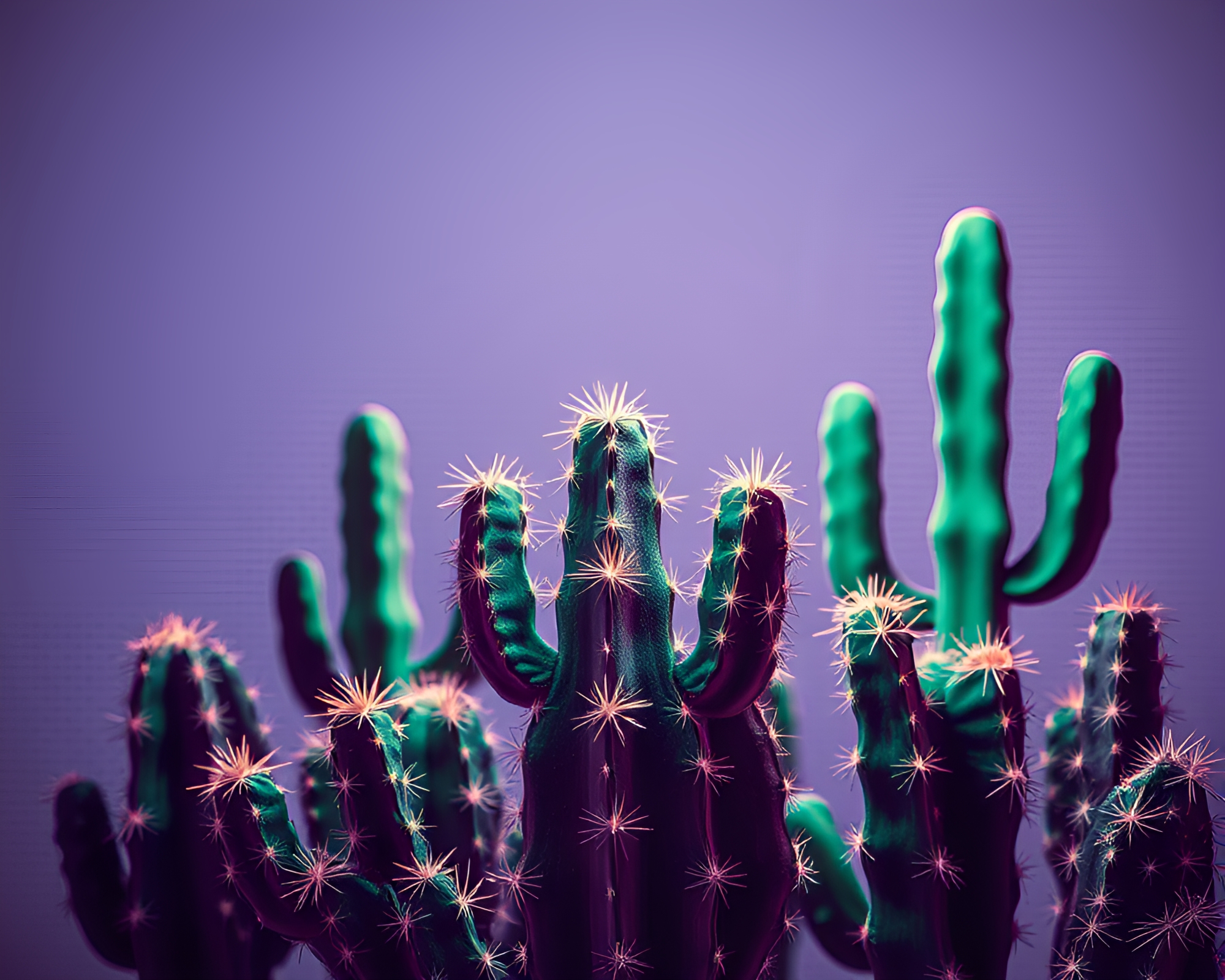 Neon Cactus Oasis in Halftone Grid World – free AI stock image