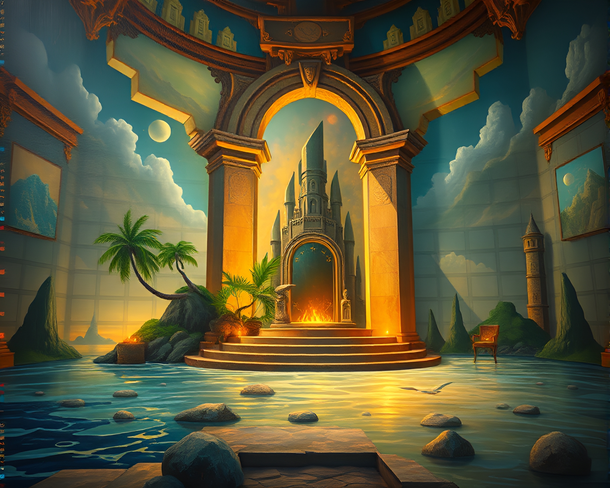 Island King in Fresco Throne Room Glow – free AI stock image