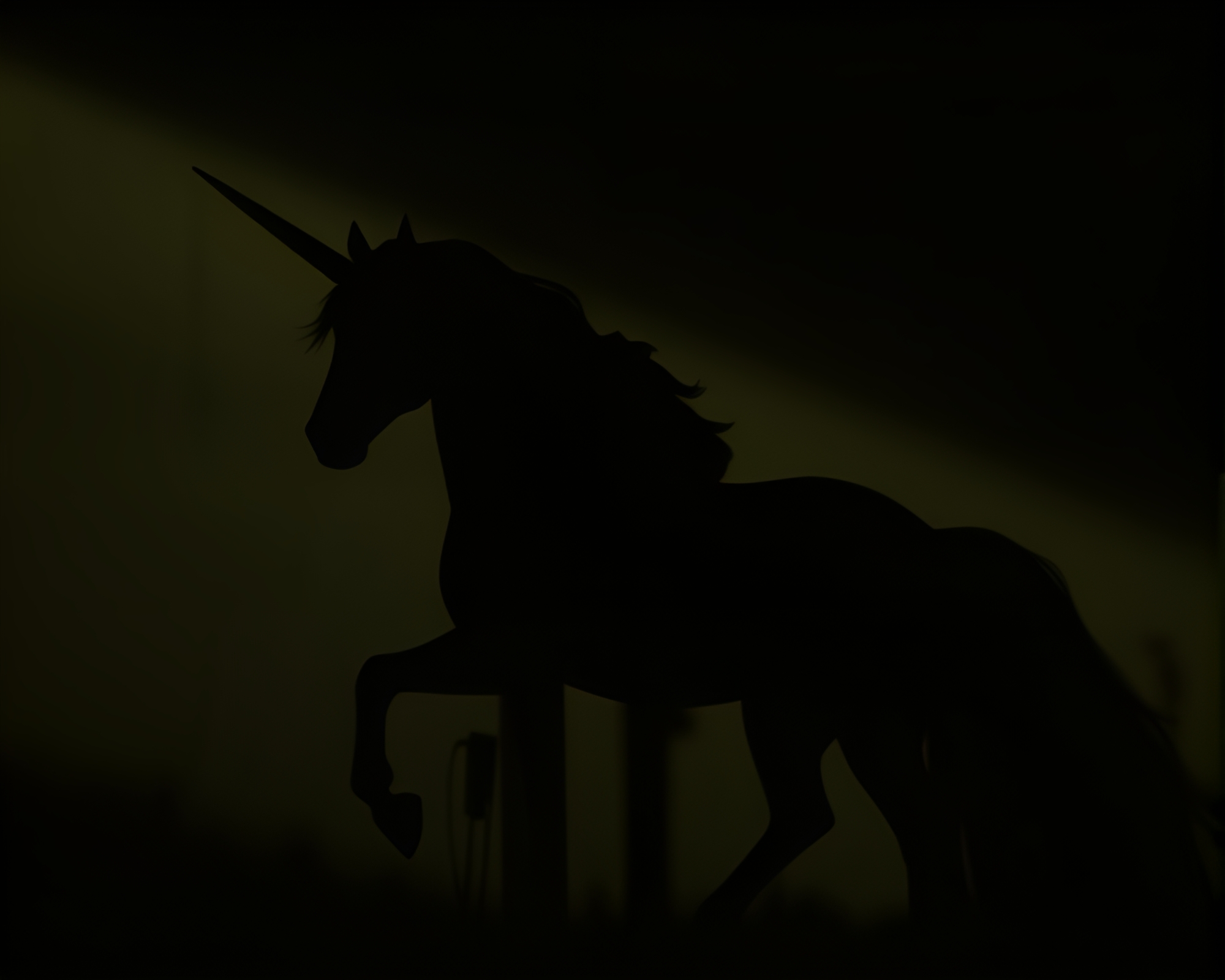 Majestic Unicorn in Noir Shadow Silhouette – free AI stock image