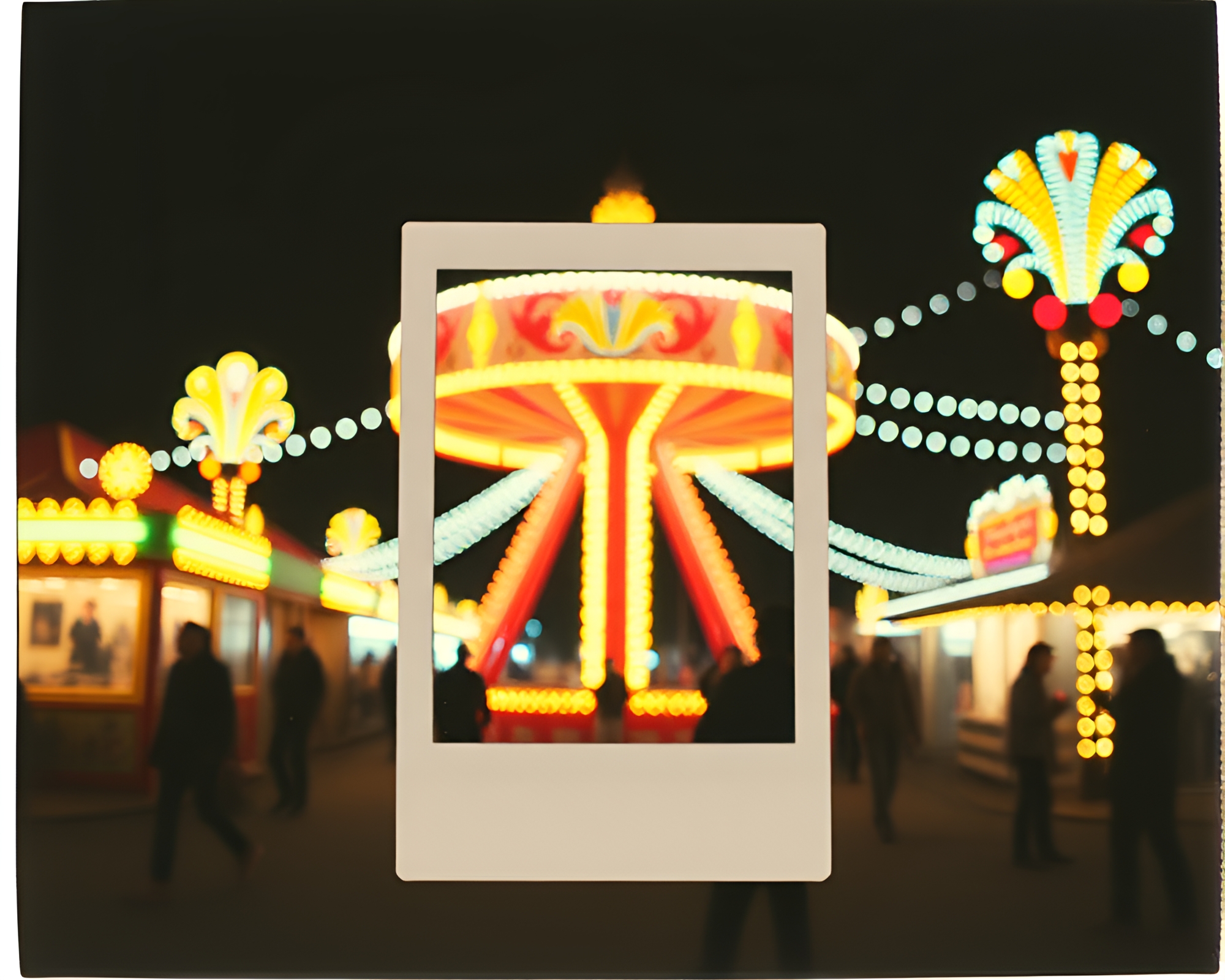 Augmented Reality Carnival Lights in Polaroid Frame – free AI stock image