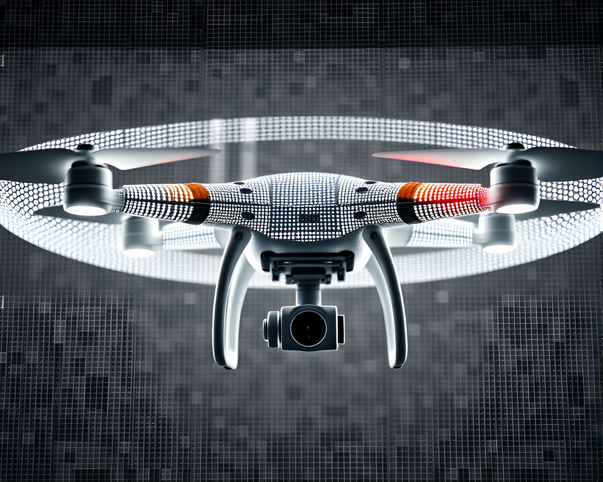 Infrared Drone Surveillance in Ivory White Cityscape – free AI stock image