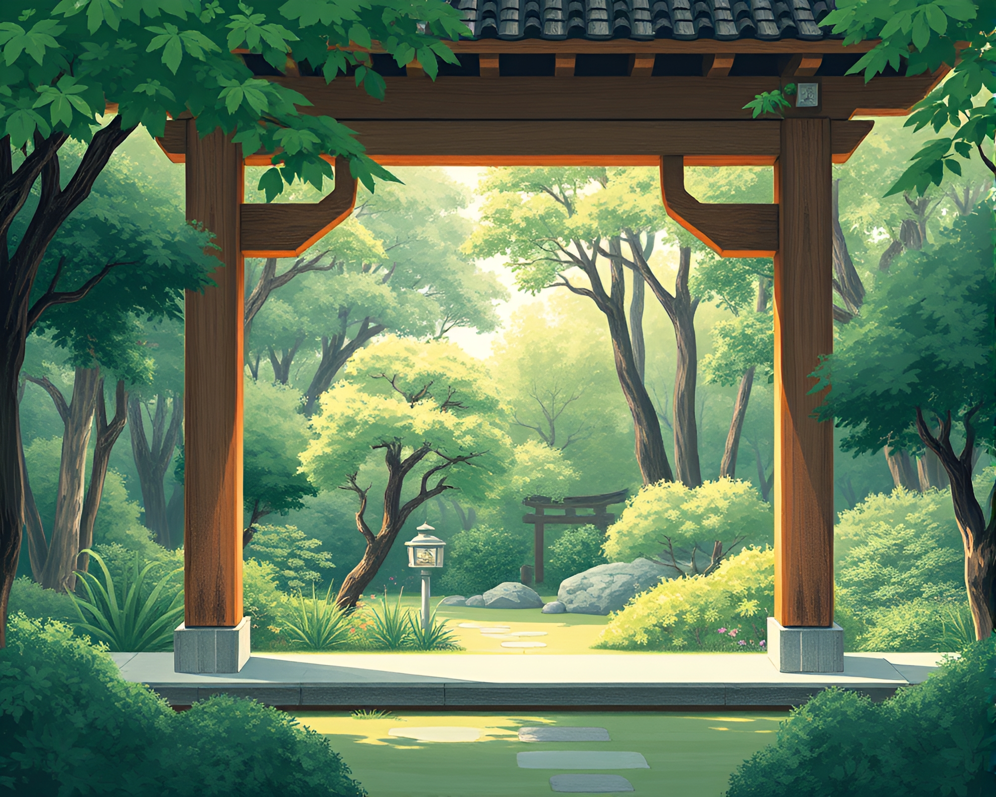 Zen Garden Hideaway: Children’s Book Illustration – free AI stock image