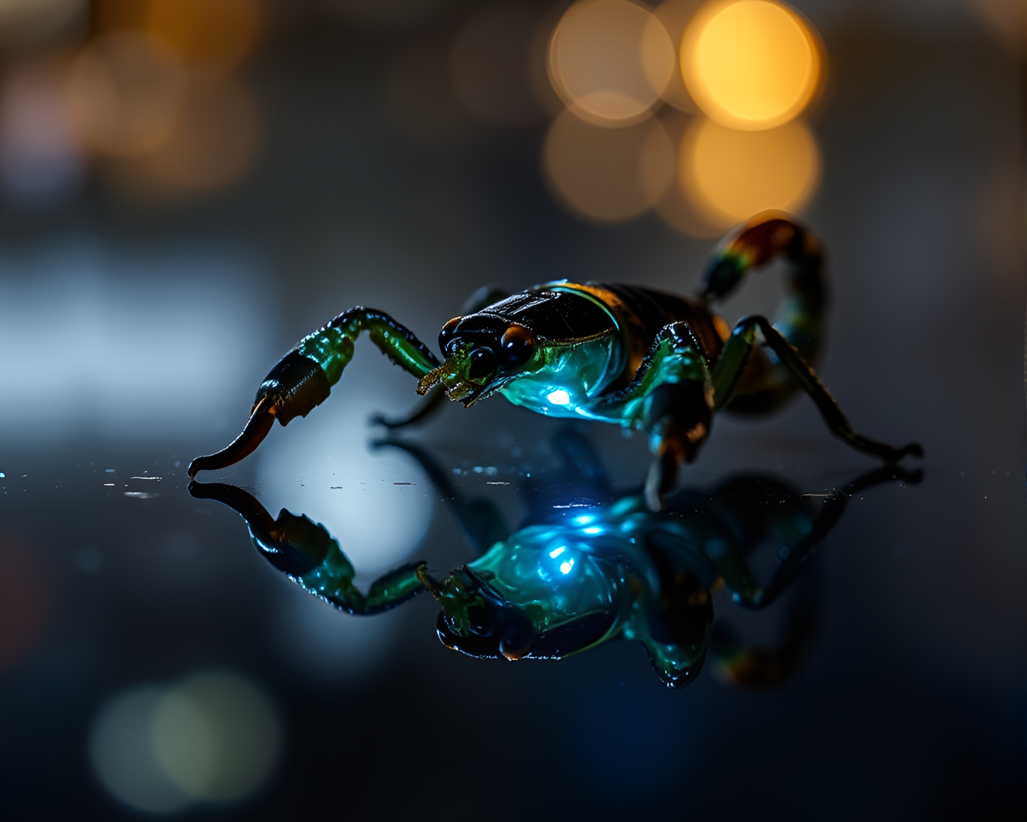 Scorpion Reflection in Fiery Twilight – free AI stock image
