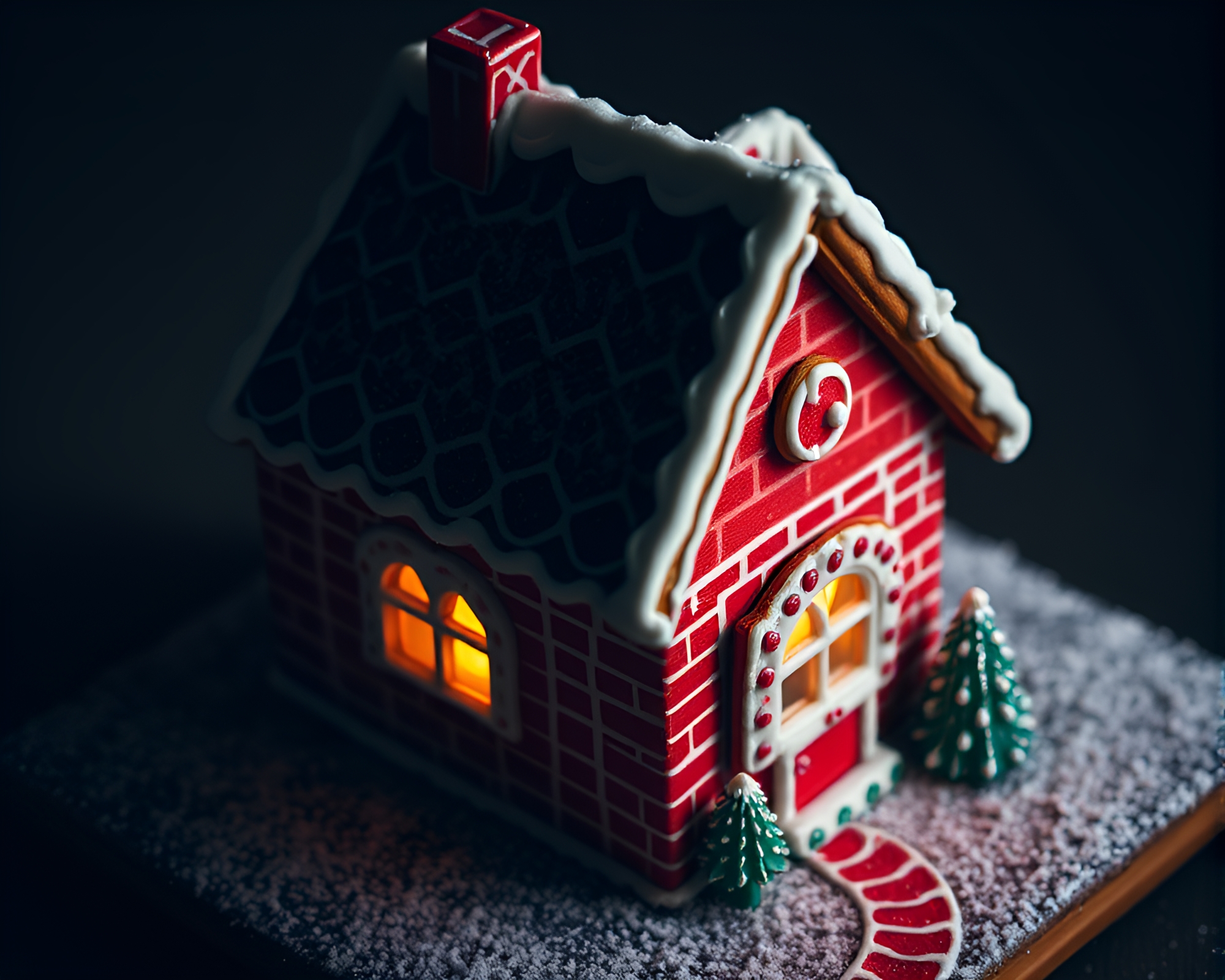 Enchanting High-Angle Gingerbread House – free AI stock image