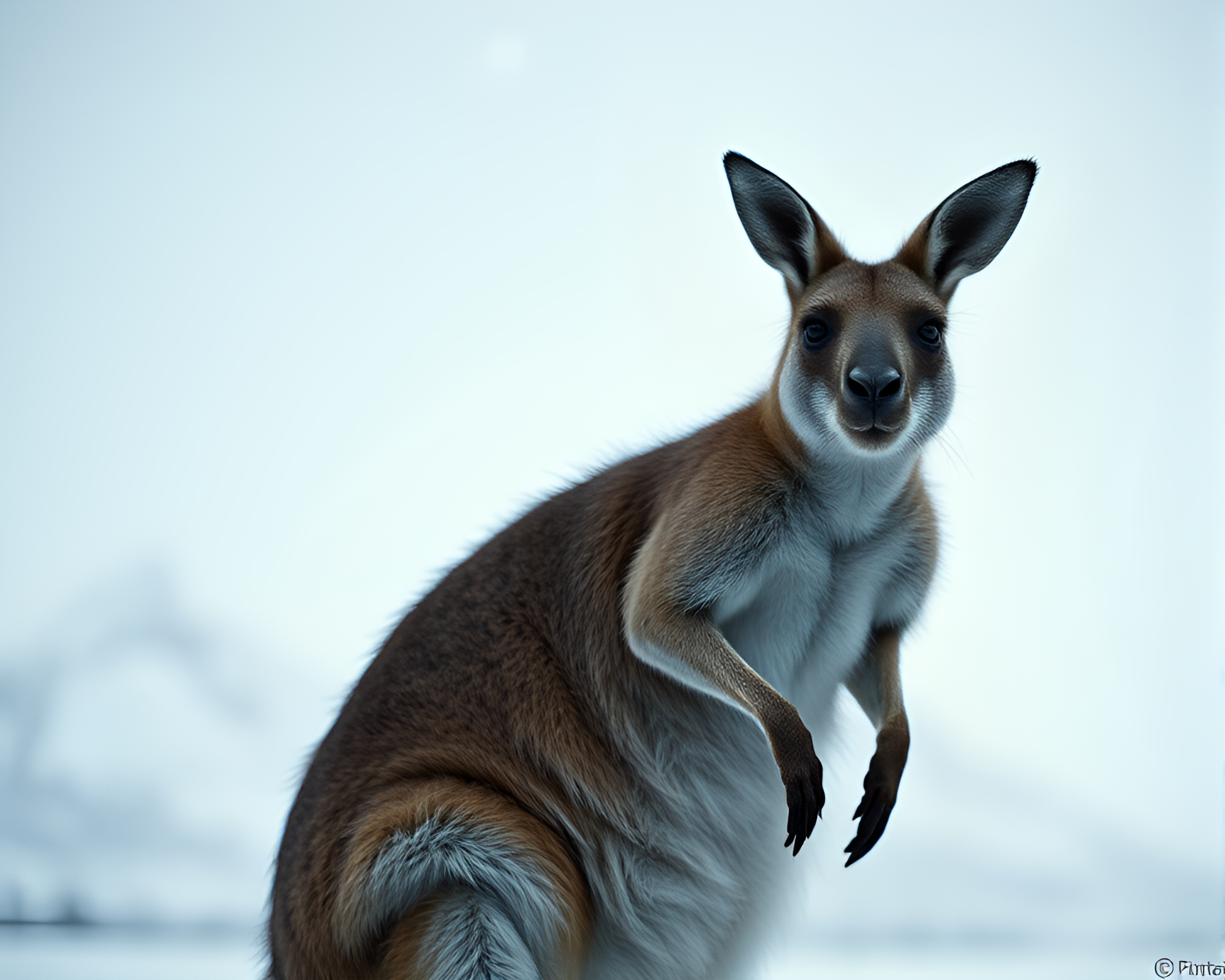 Kangaroo in Antarctic Blizzard: Screen Printed Dream – free AI stock image