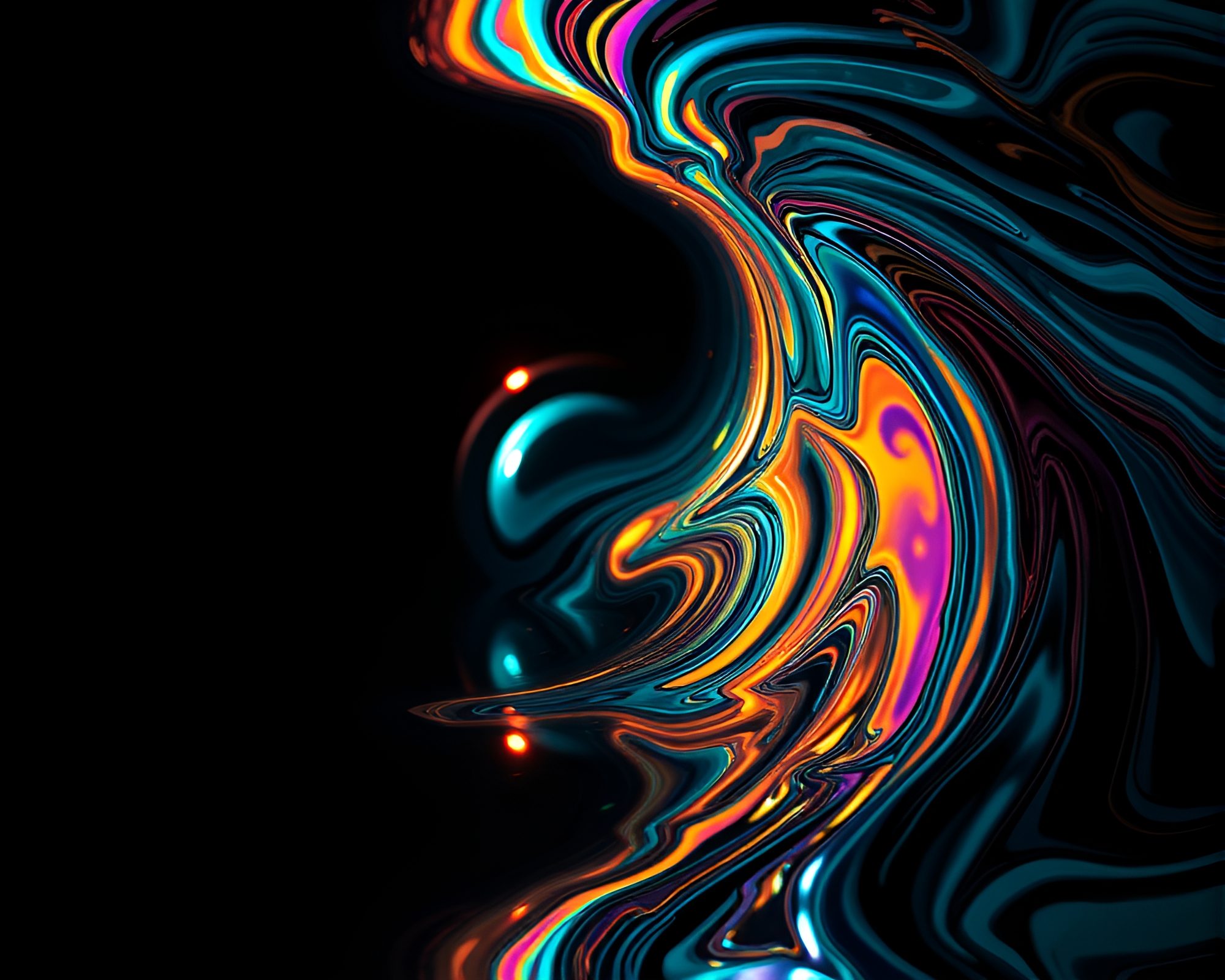 Psychedelic Swirls in Topaz Light: Noir Chrome Reflections – free AI stock image