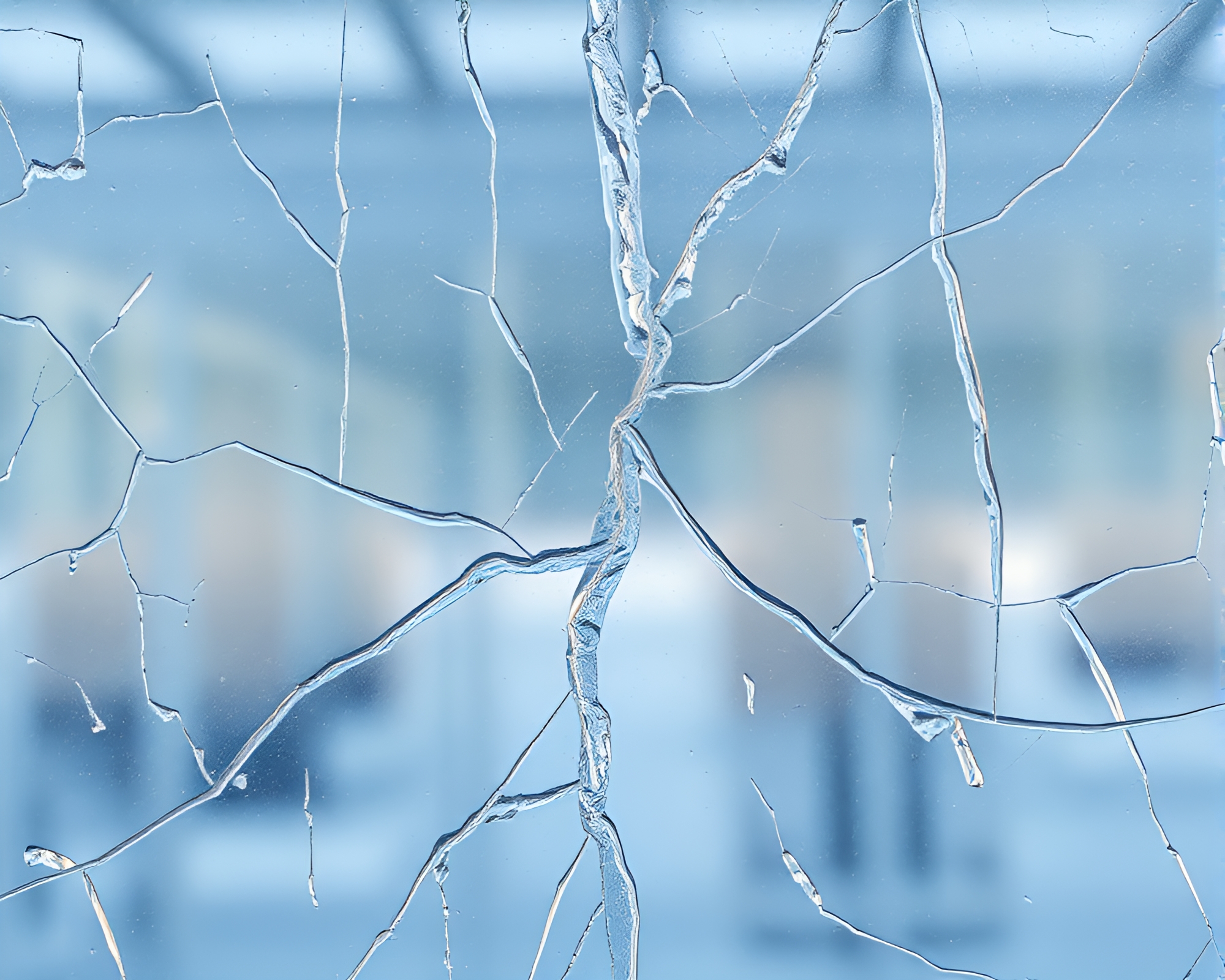 Glass Greenhouse Reflecting Split-Tone Ice Cracks – free AI stock image