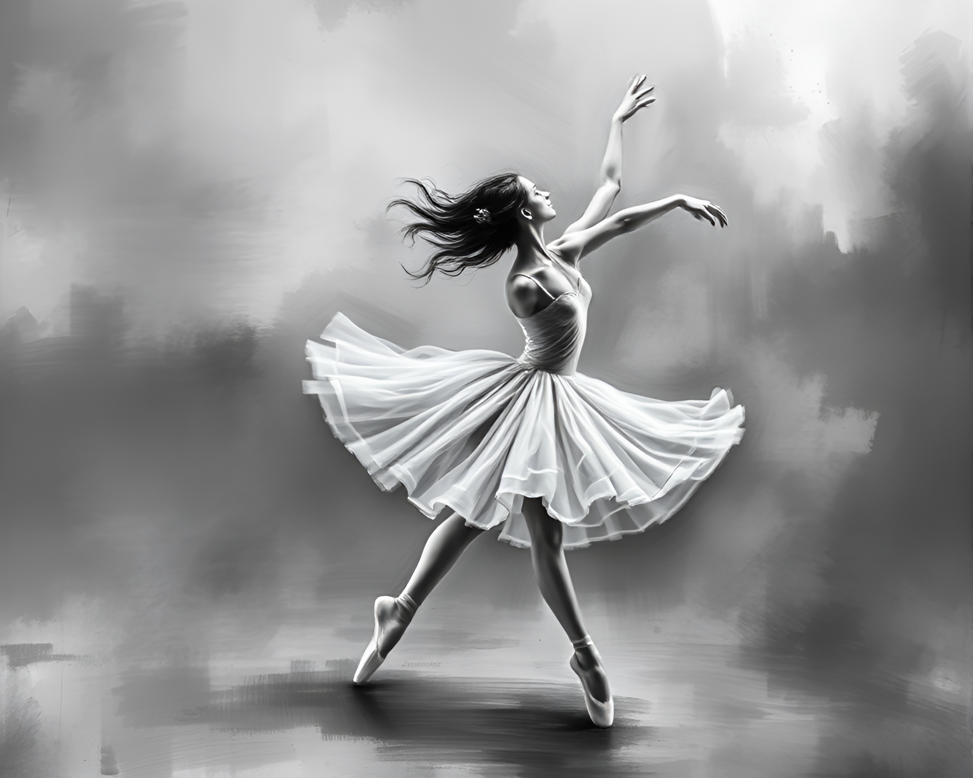 Ballet Dancer Gracefully Moves in Pan Motion Blur – free AI stock image