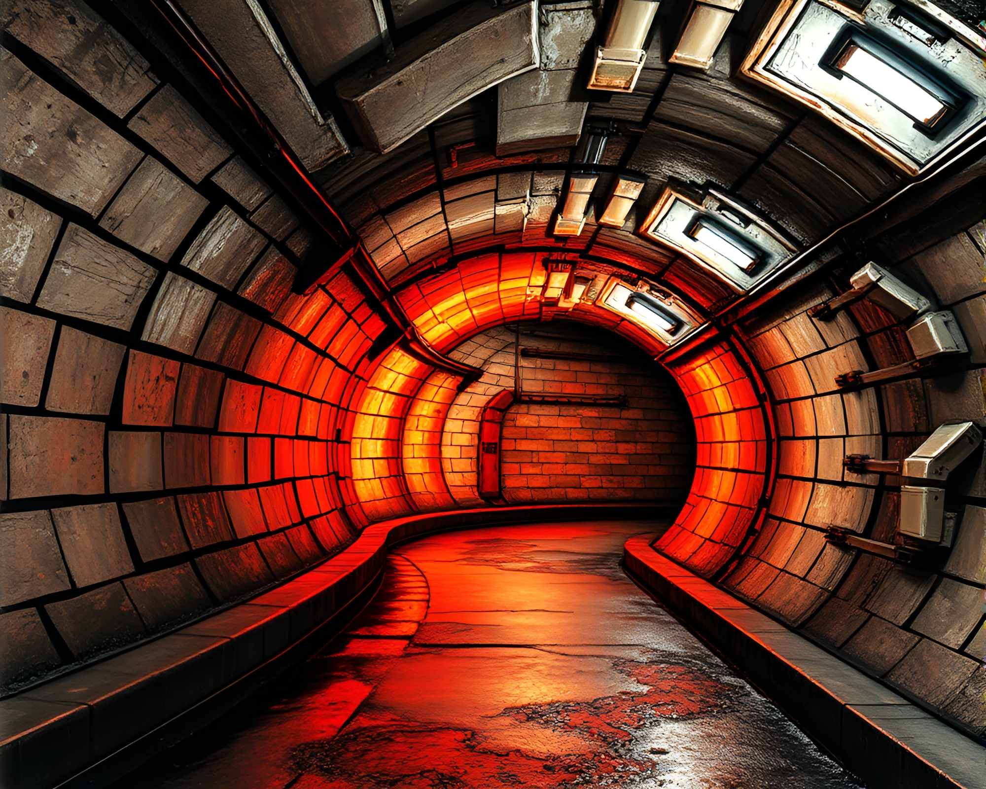 Eerie Underground Bunker with Metallic Etching – free AI stock image
