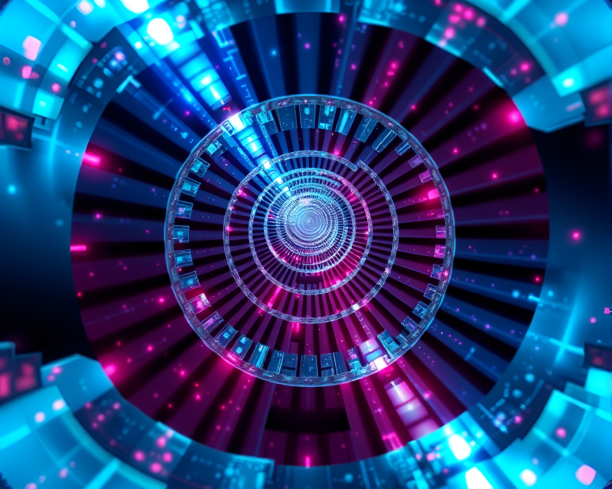 Holographic Escher Staircase in Algorithmic Art – free AI stock image