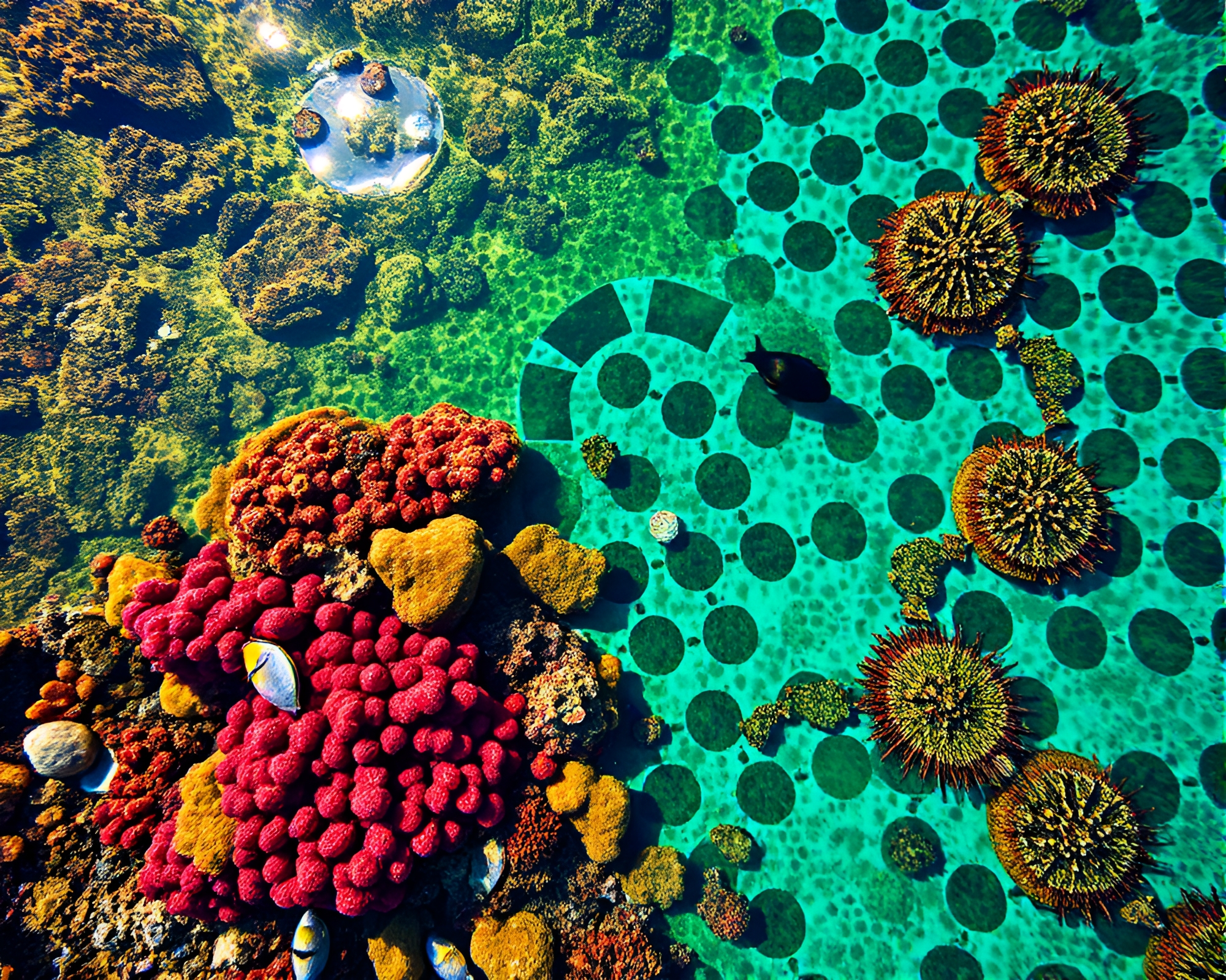 Reef Checkered Kaleidoscope: Color Field Painting Inspiration – free AI stock image