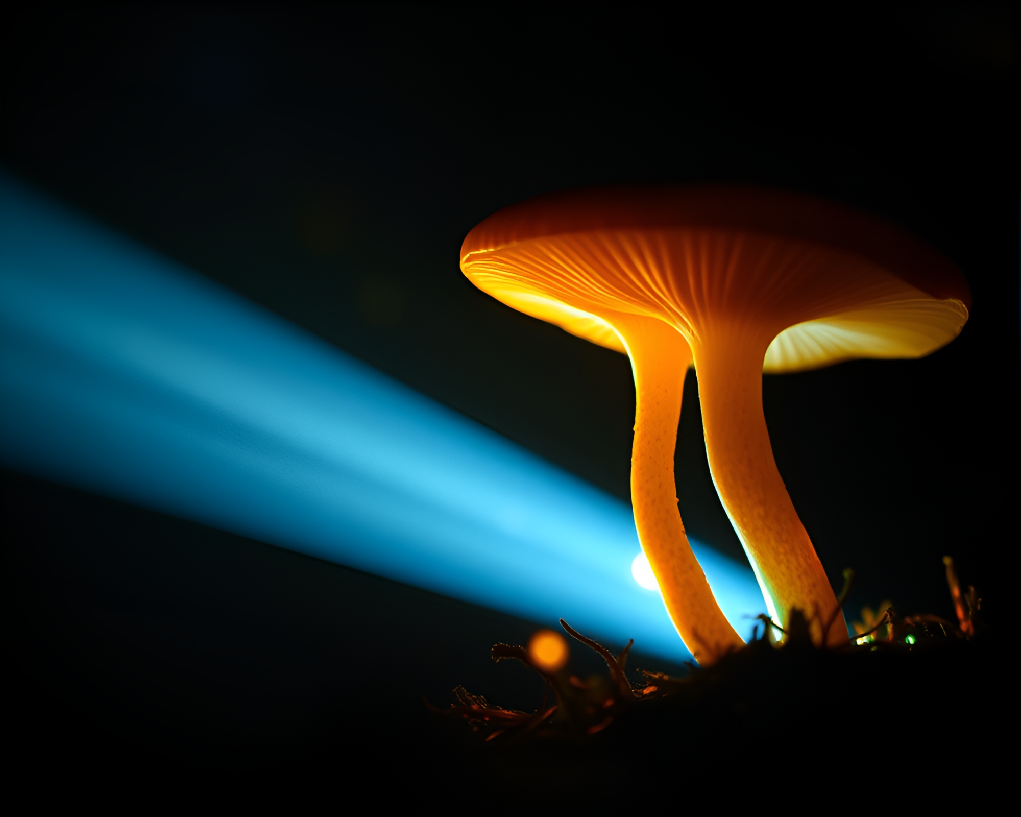 Fungal Bioluminescence Spotlight: Geometric Abstraction – free AI stock image