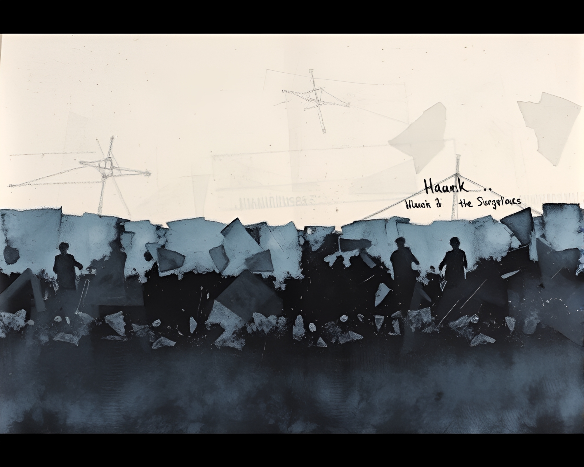 Ink Wash Stagecoach Travelling through Glass Shards at Dawn – free AI stock image