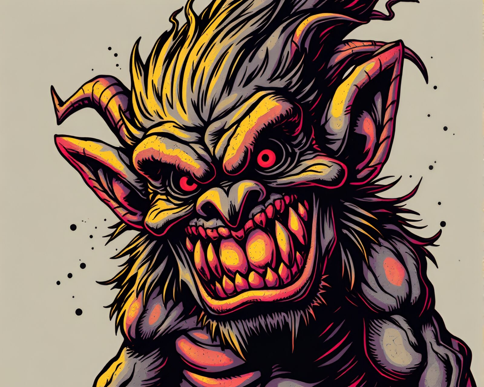 Fiery volcanic troll in dynamic comic book art style