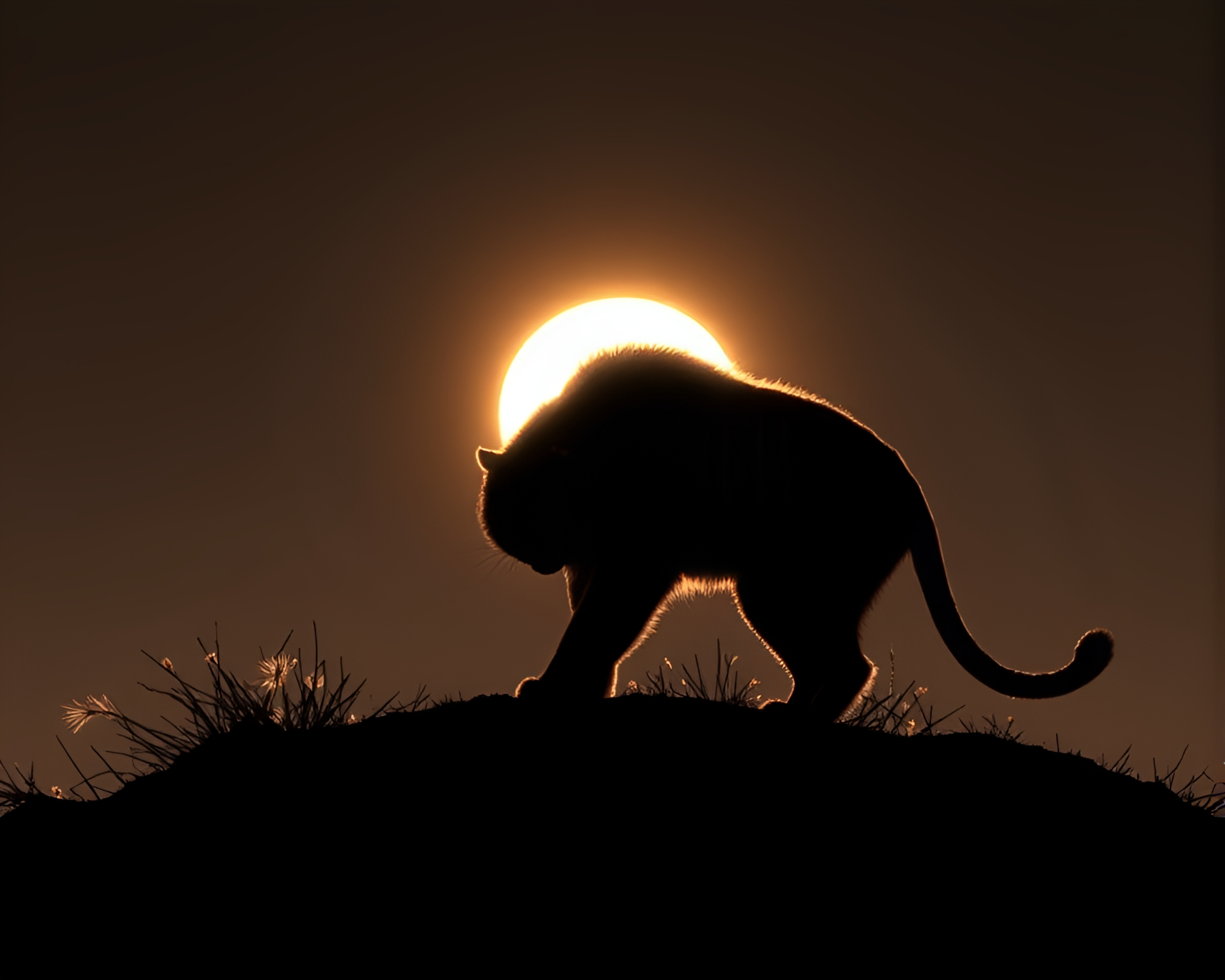 Tiger in Eclipse Shadow – Motion Capture Hatching – free AI stock image