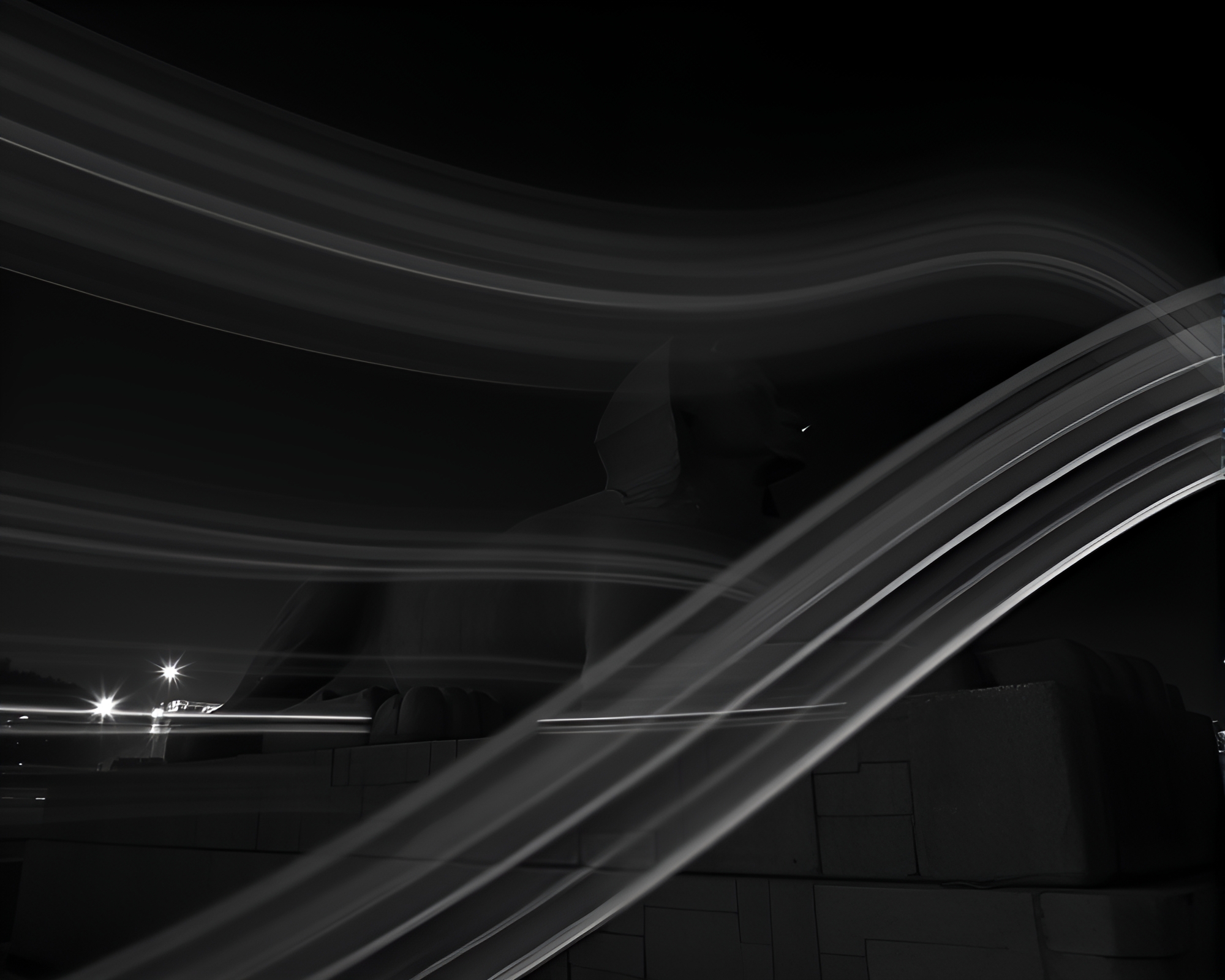 Sphinx Statue and Train Light Trails Double Exposure – free AI stock image