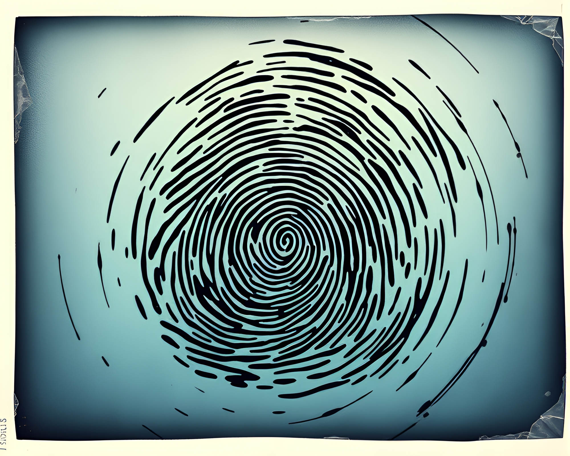 Gothic Fingerprint Swirl Revealed in Eerie Polaroid – free AI stock image