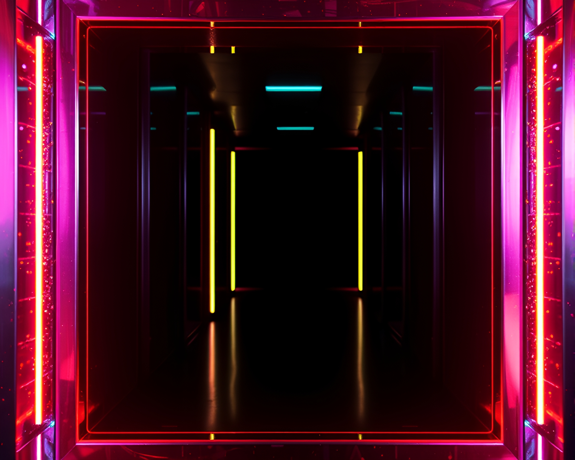Cyberpunk Alley with Geometric Abstraction and Sparkling Metallic Flakes – free AI stock image