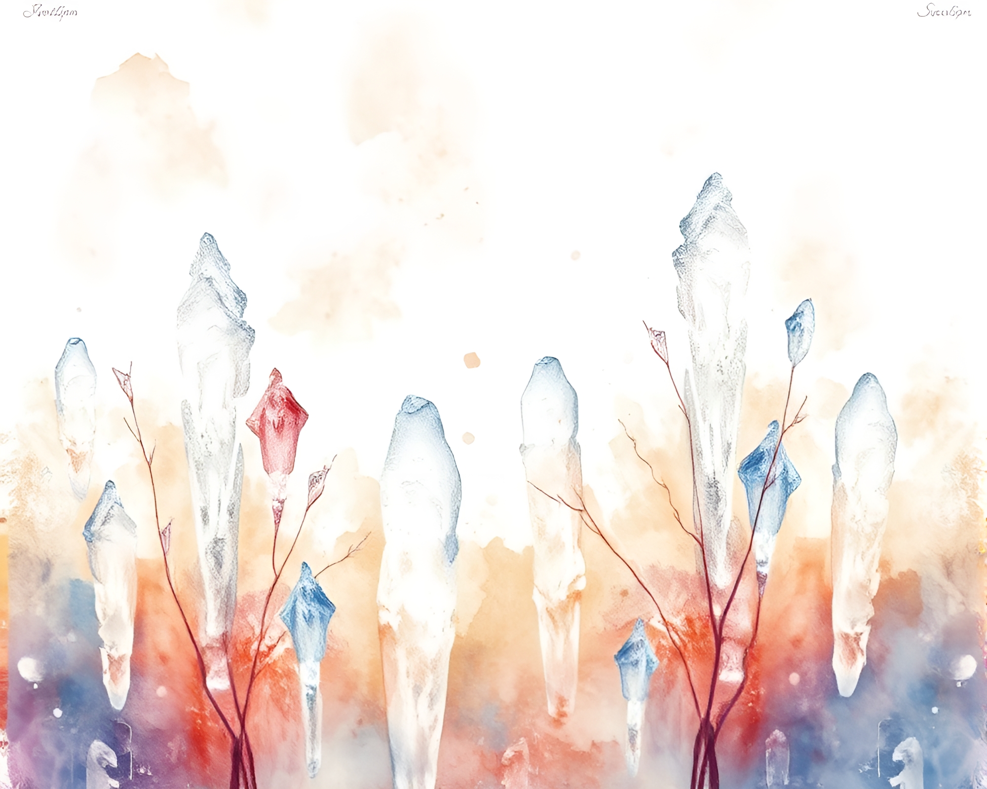 Ice Crystal Savannah: A Watercolor Fantasy – free AI stock image