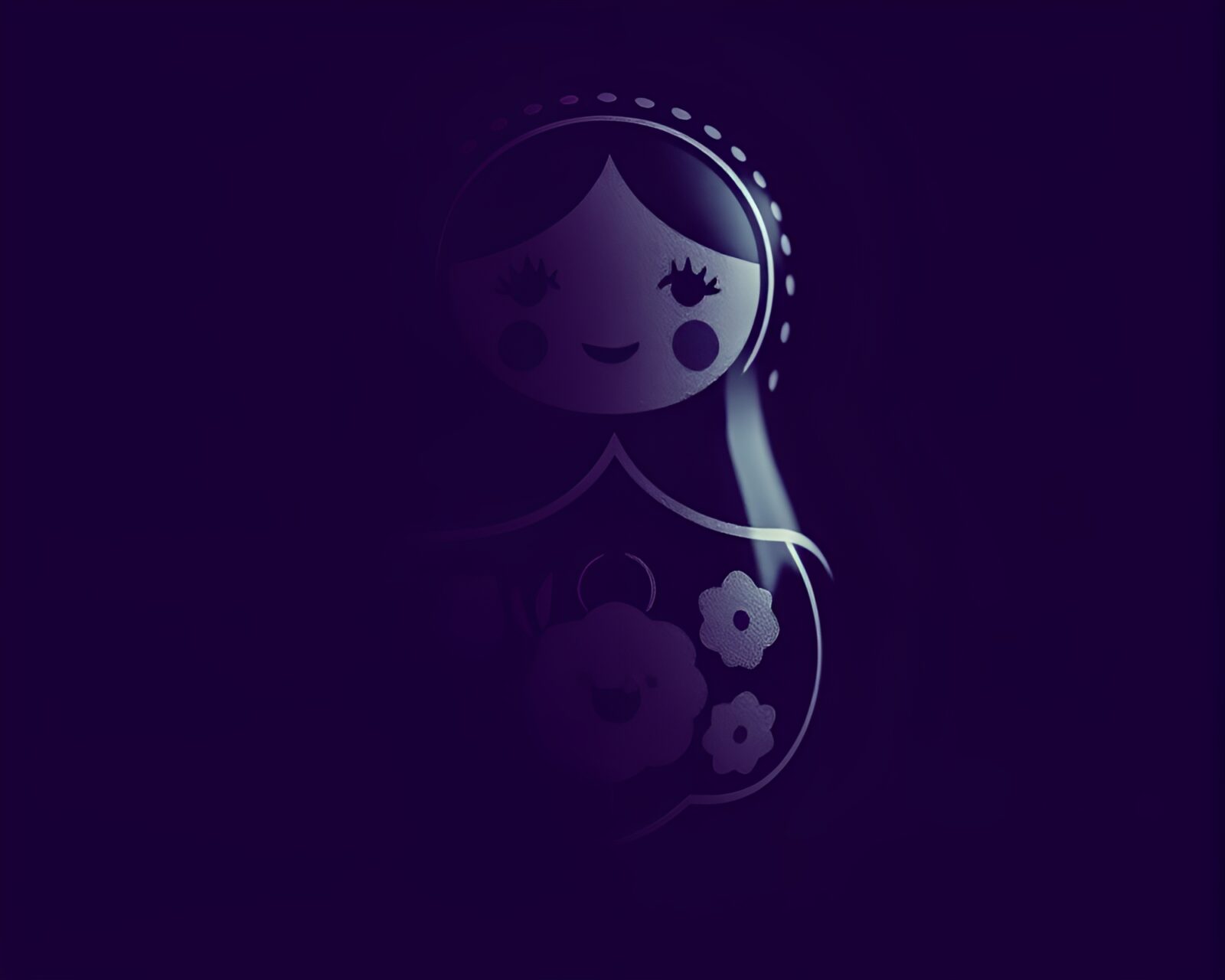 Macro photography of indigo-toned Matryoshka doll with halftone effect