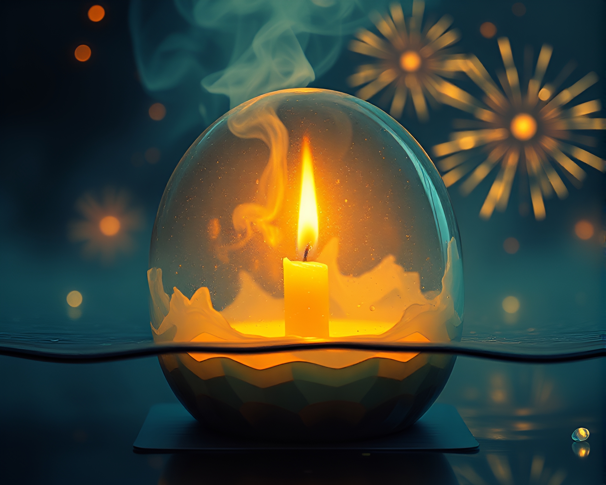Underwater Festival Dome with Candle Smoke Glow – free AI stock image