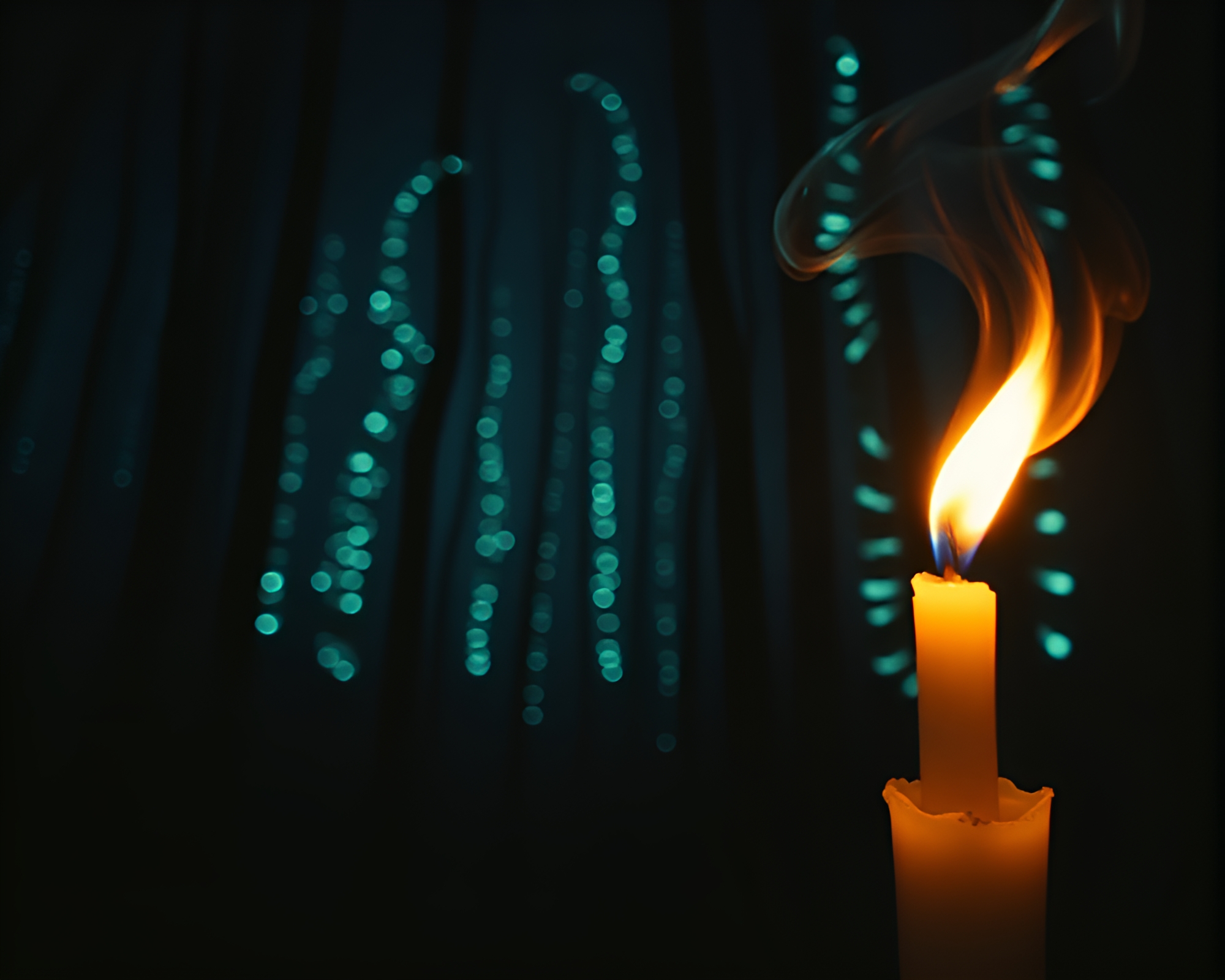 Bioluminescent Forest Illuminated by Candle Smoke – free AI stock image