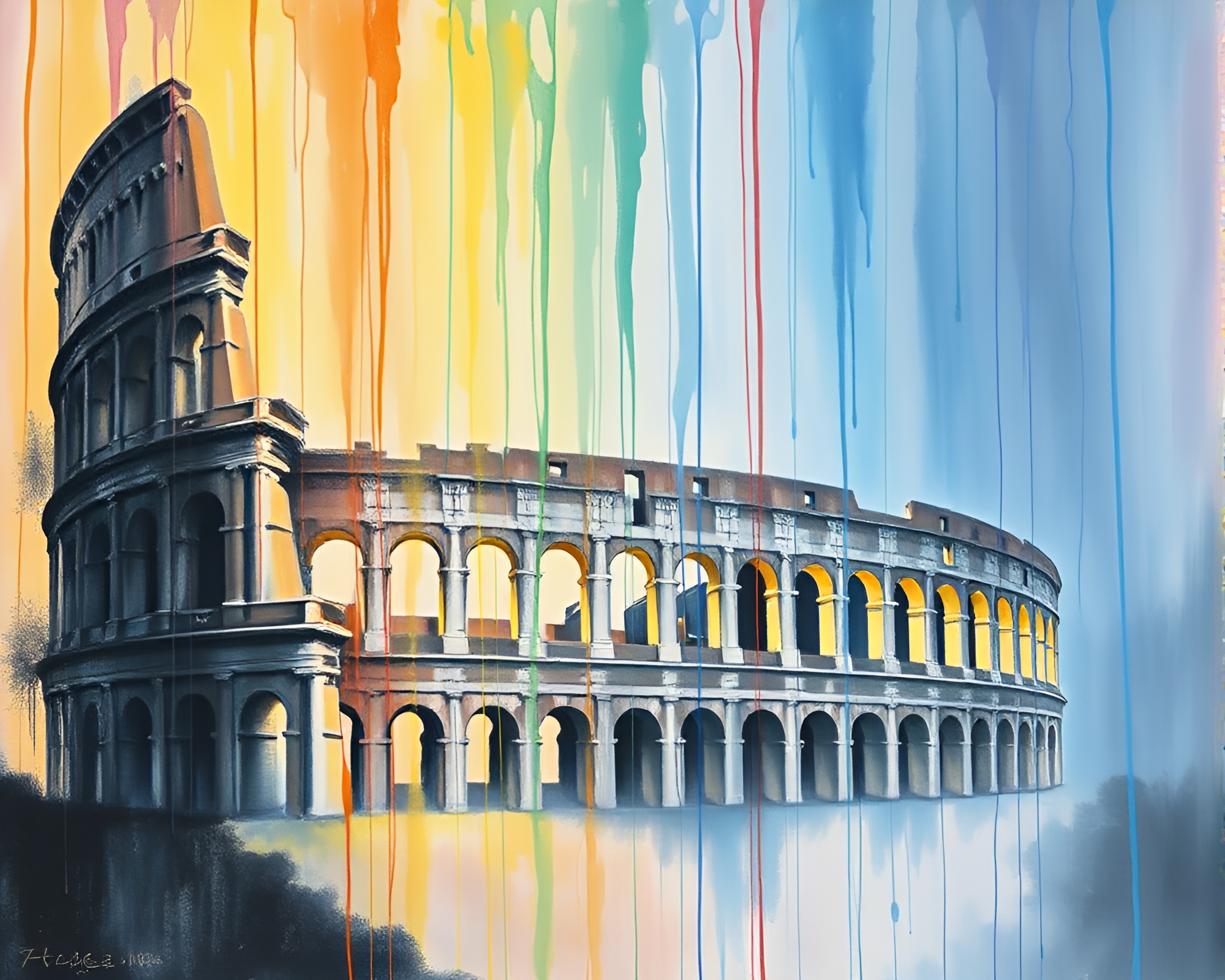 Ethereal Roman Coliseum Pastel Dreamscape – free AI stock image
