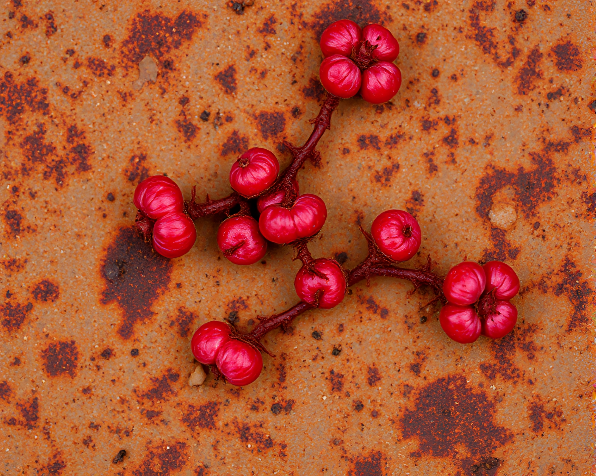 Rust Patina Raspberry Bush Glitter Dust Fantasy Scene – free AI stock image