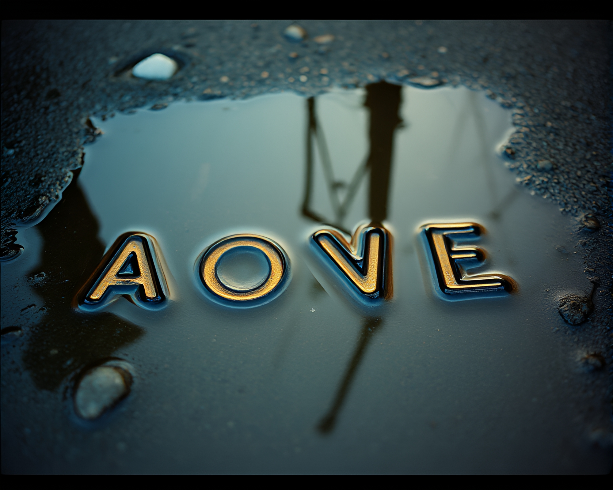 Enchanted Puddle: Runic Alphabet Reflection – free AI stock image