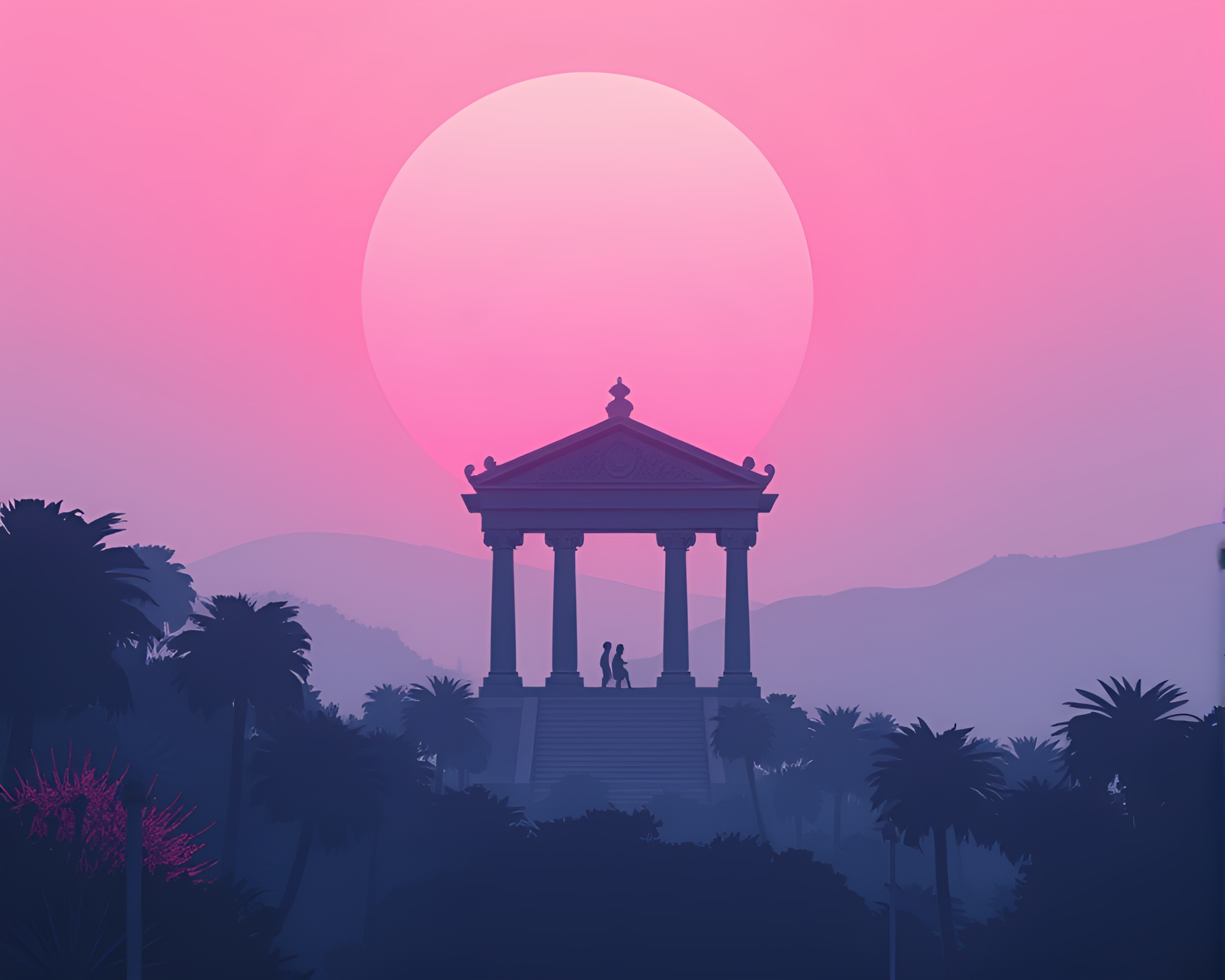 Temple of Sunrise Tears: Fashion Illustration – free AI stock image