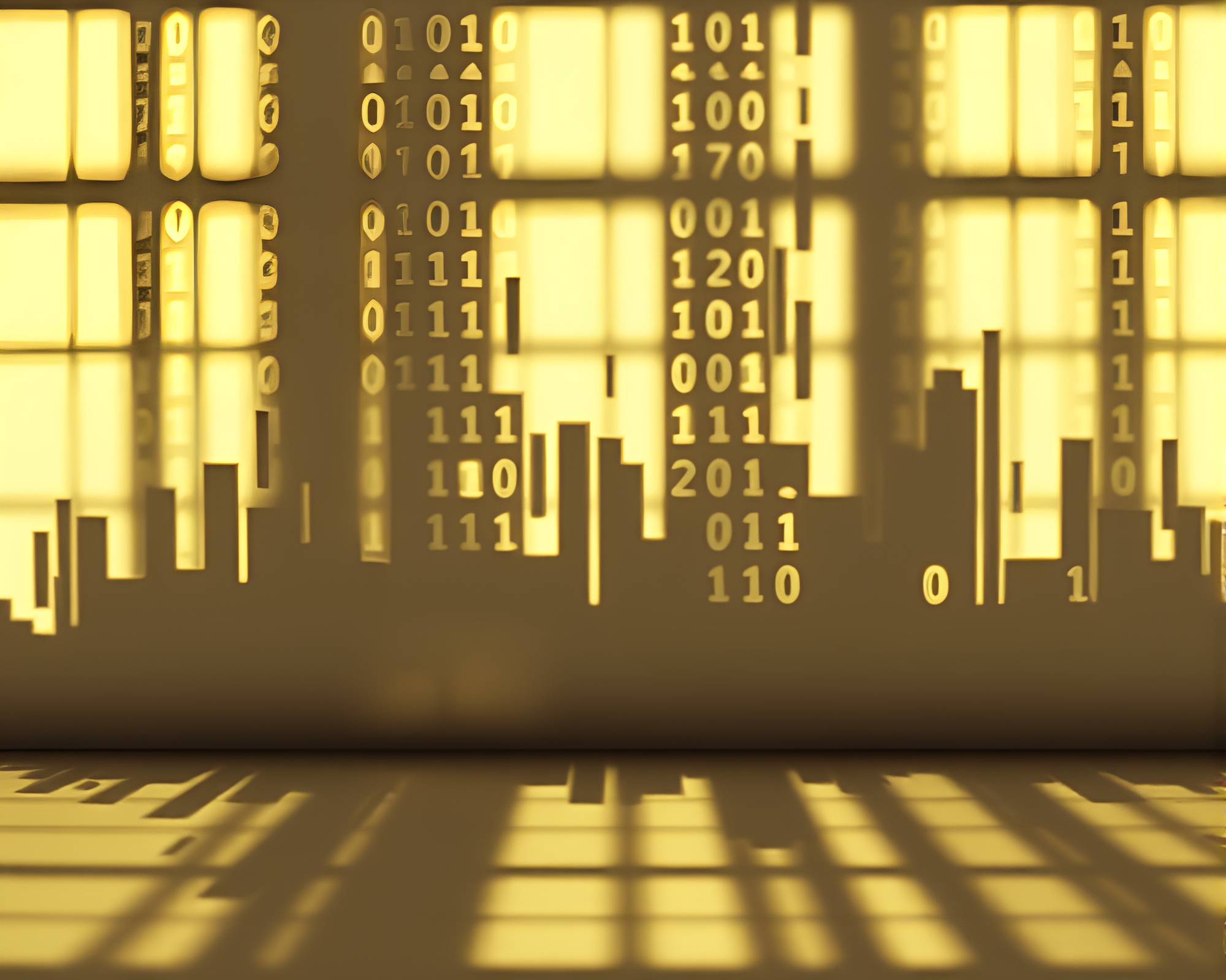 Binary Code-Lit Origami Stencil Shadow – free AI stock image