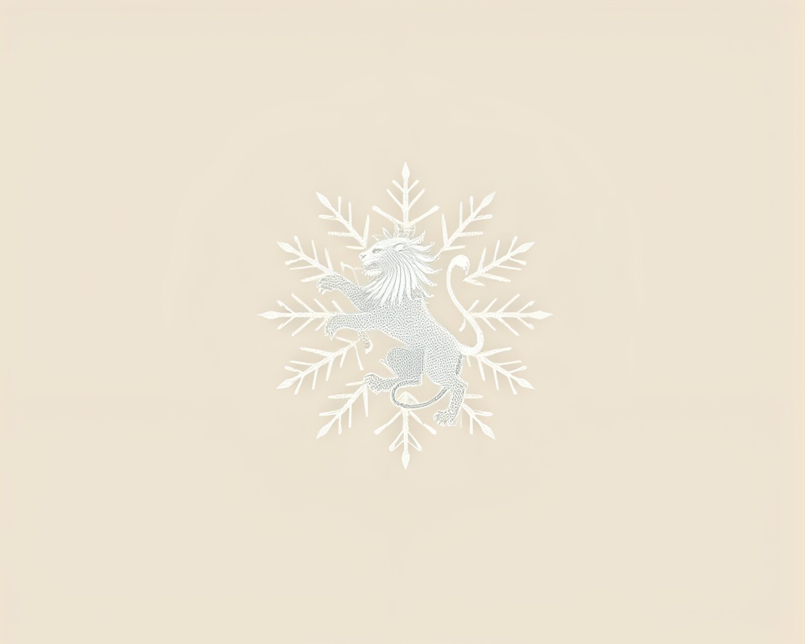 Magnificent lion encased in intricate snowflakes with god rays