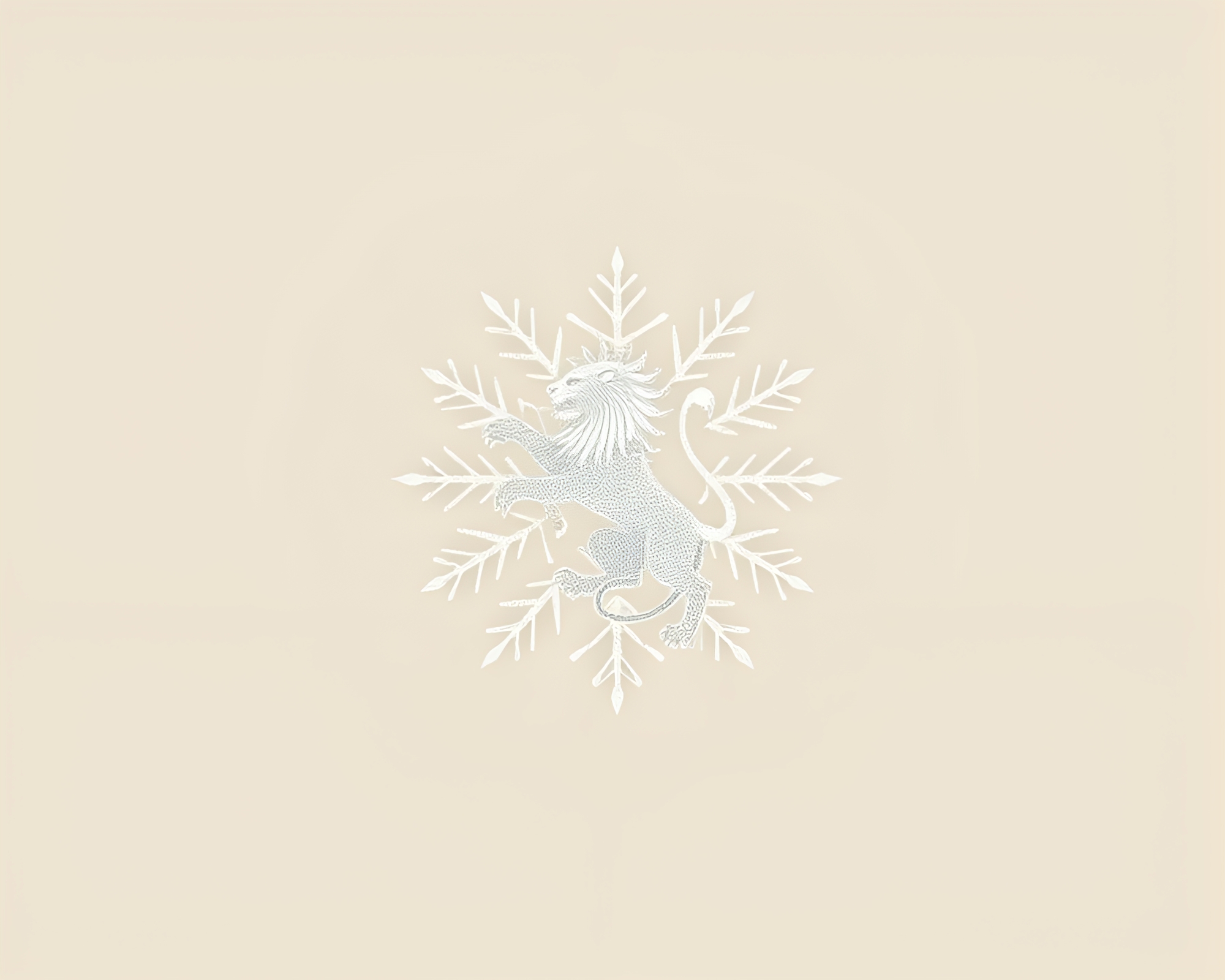 Ethereal Lion in Minimalist Snowflake Landscape – free AI stock image