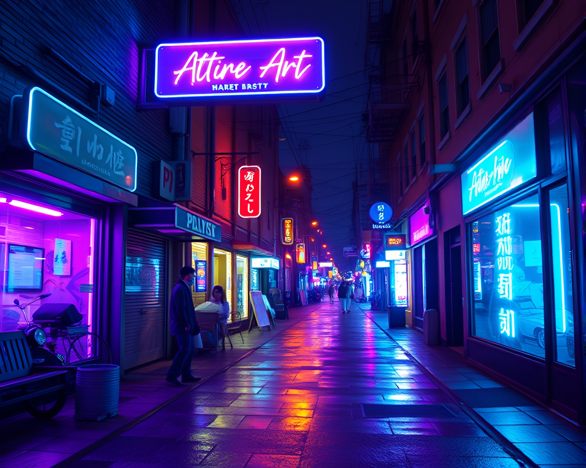 Neon Augmented Reality Street Art Concept – free AI stock image