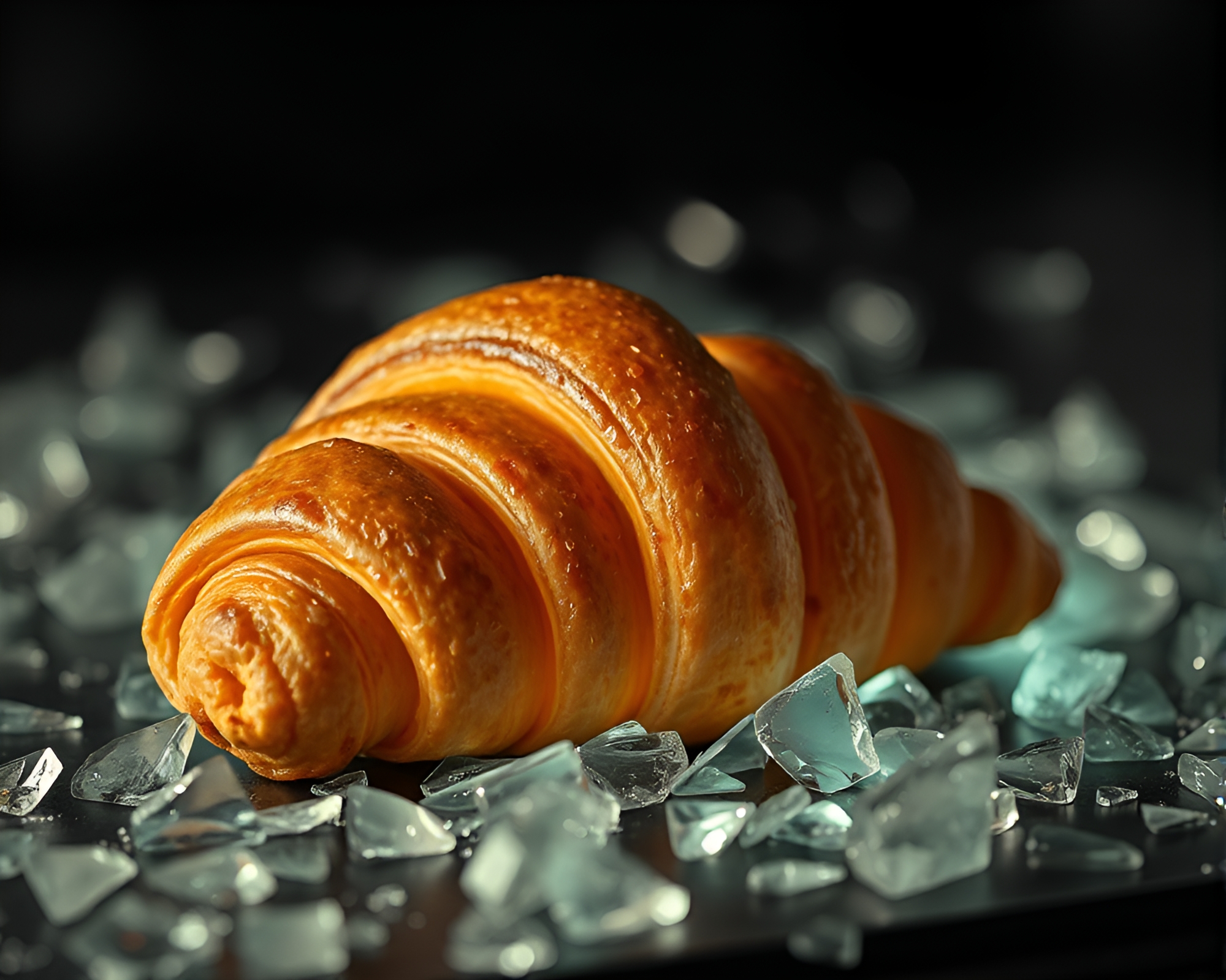 Shattered Croissant in Cool Morning Shadow – free AI stock image