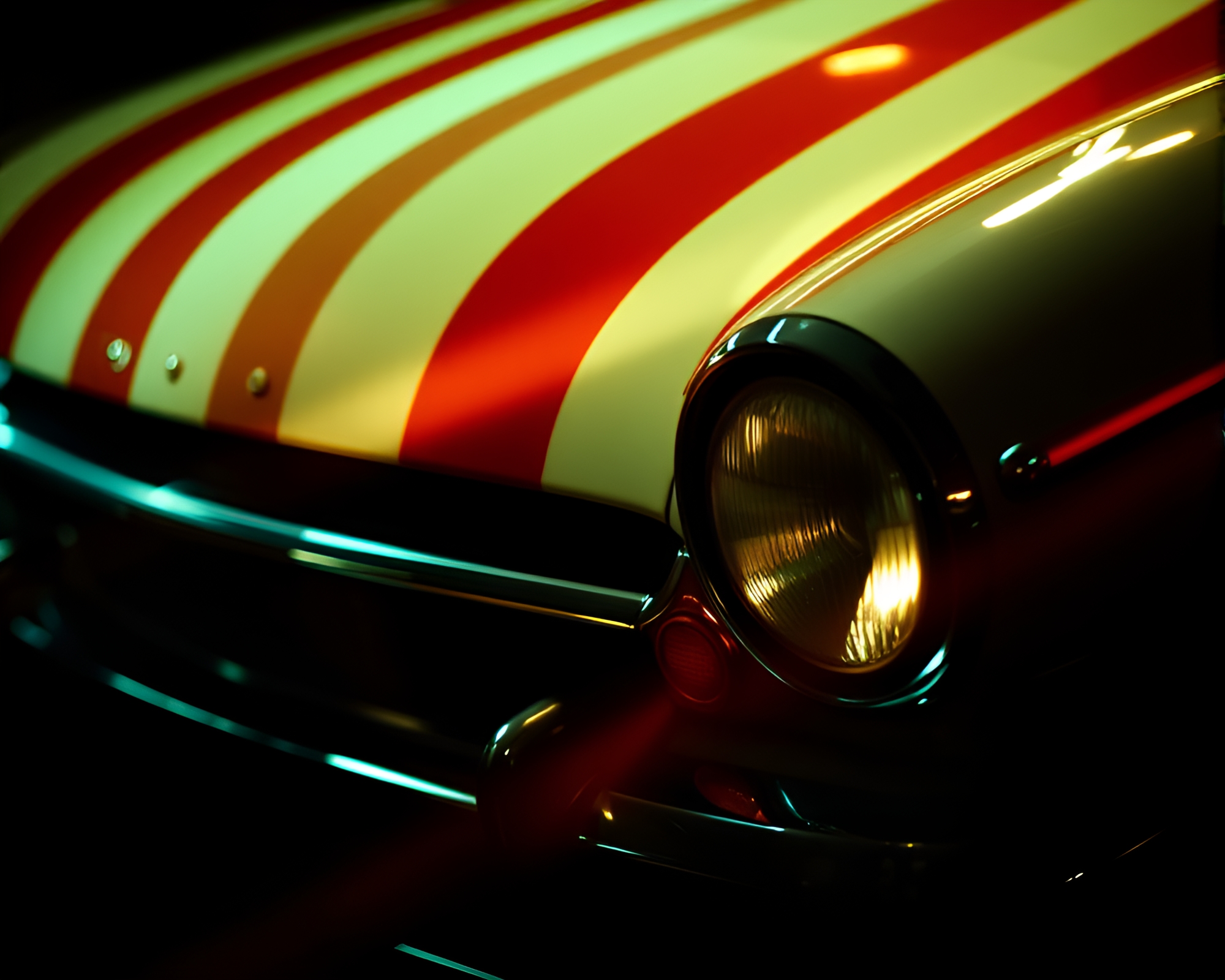 Vintage Car Striped Geometric Light Leak Abstraction – free AI stock image