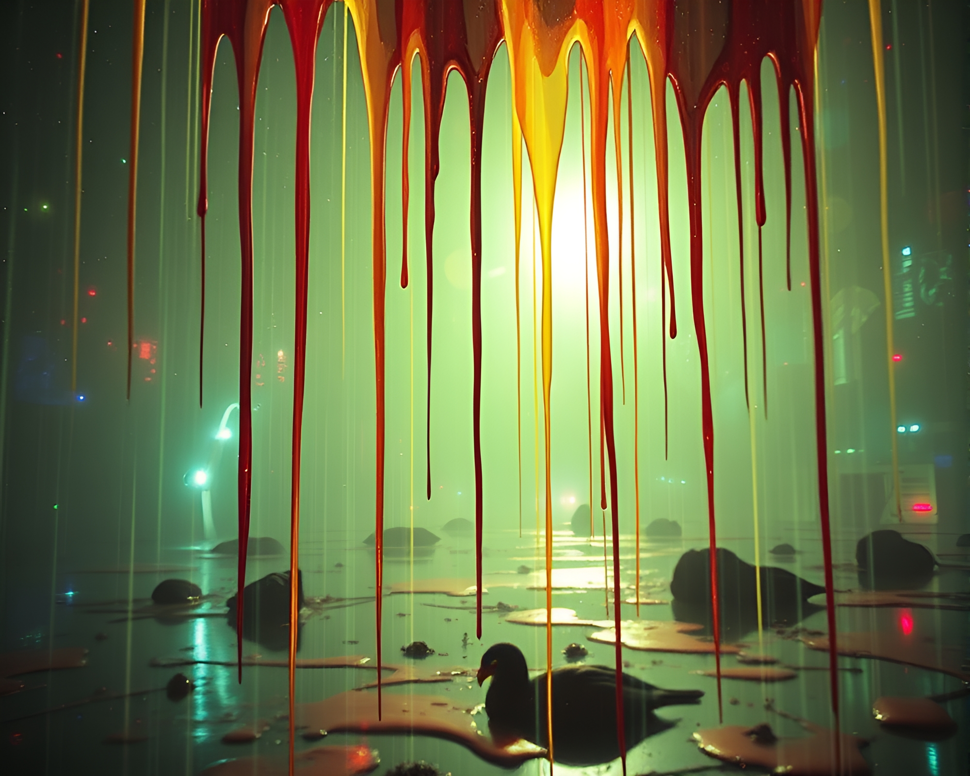 Otherworldly Paint Drips: Cosmic Horror Utopia – free AI stock image