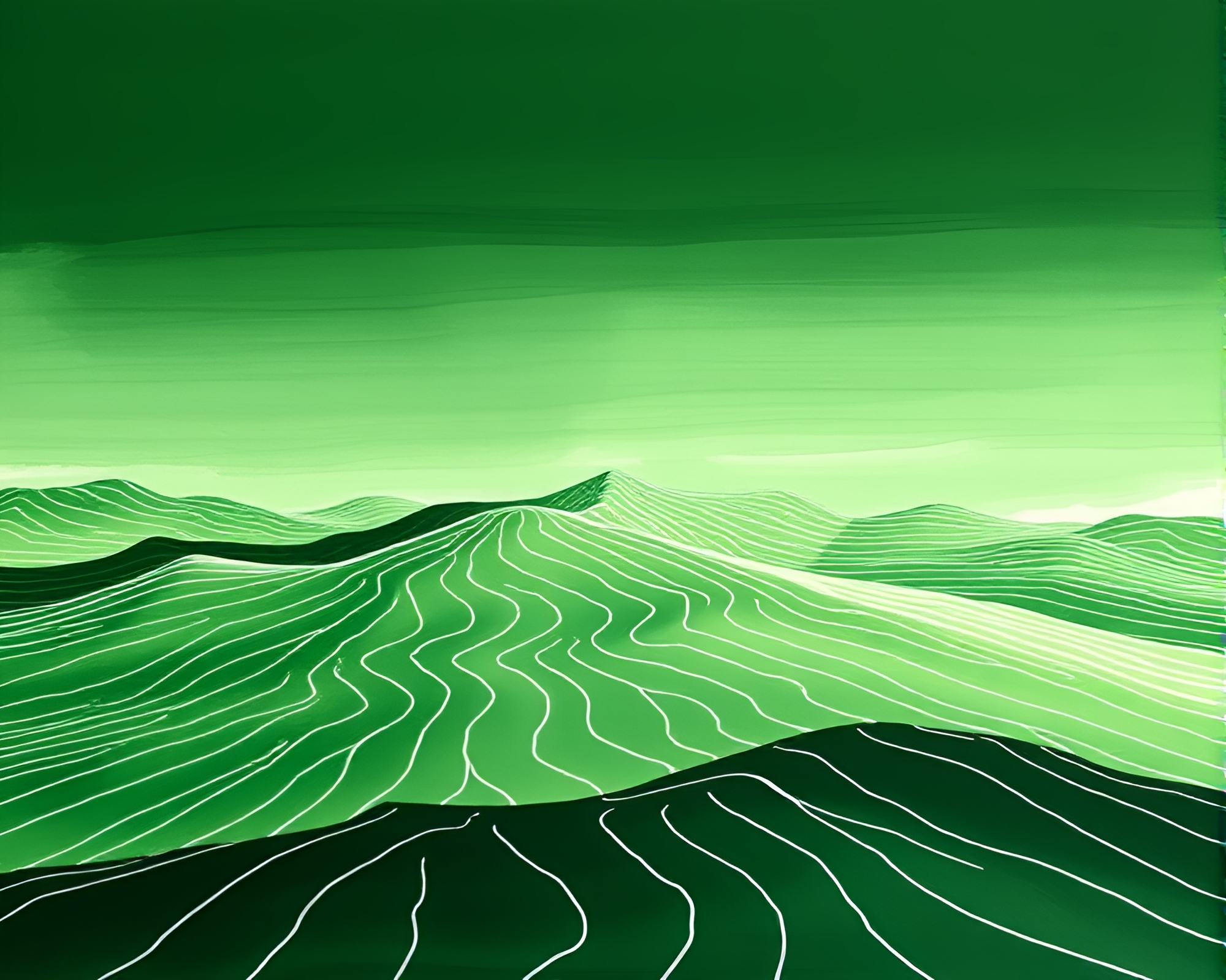 Lush Gouache Plateau with Monochrome Green Hues – free AI stock image