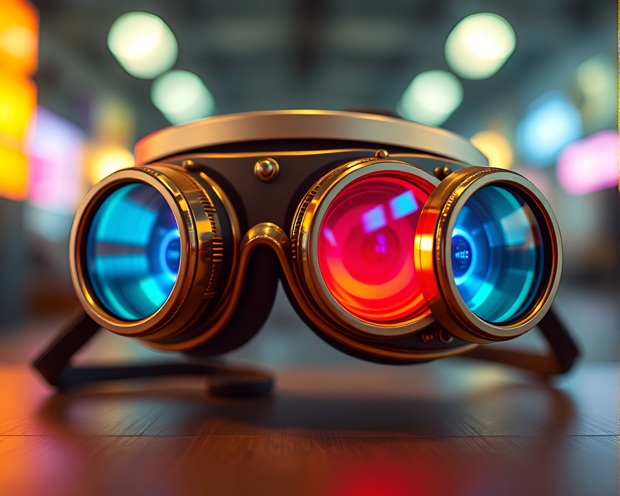 Steampunk Goggles and Split Focus Diopter in 3D Render – free AI stock image