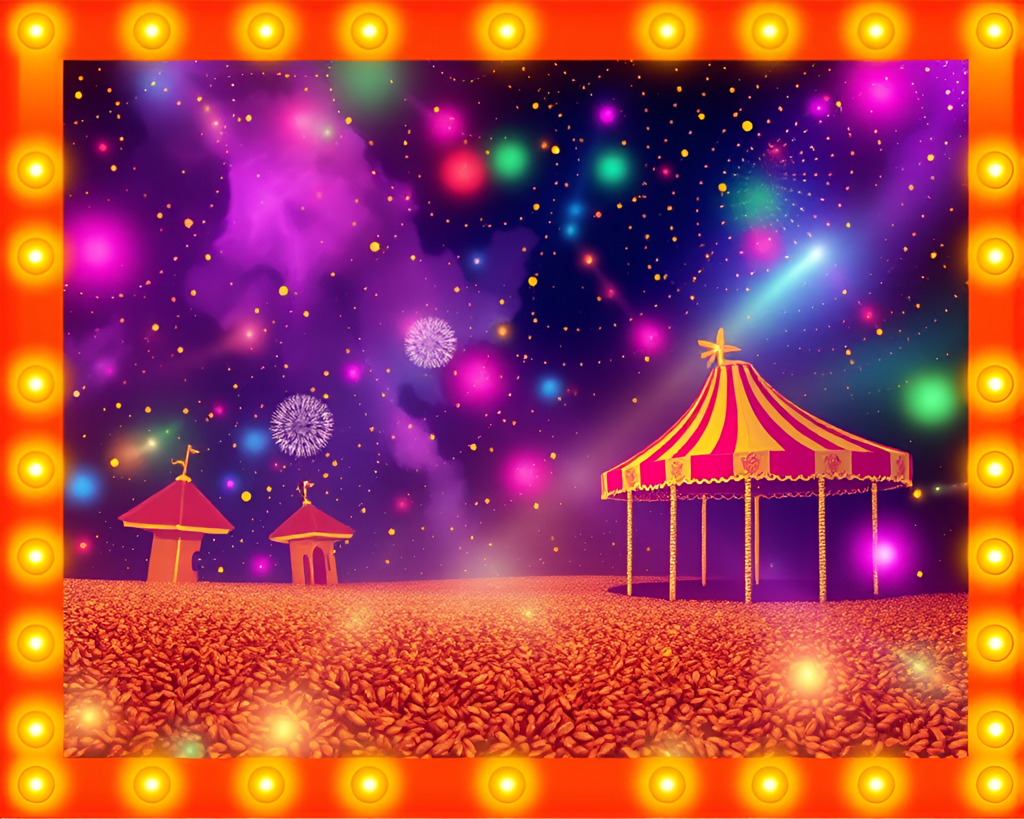 Carnival Lights in Parallel Universe: Grain Overlay Fantasy – free AI stock image