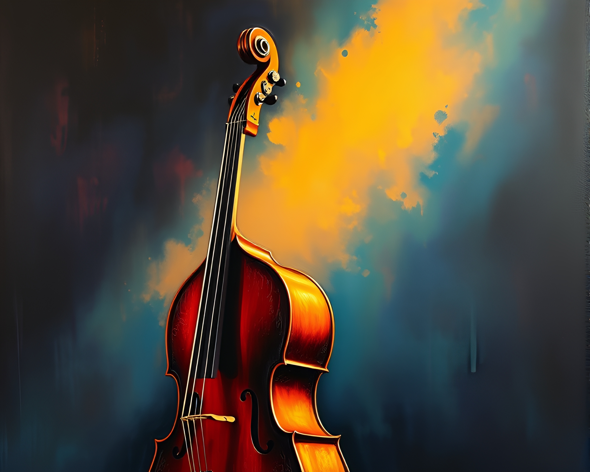 Retro Cello in Acrylic Splendor – free AI stock image