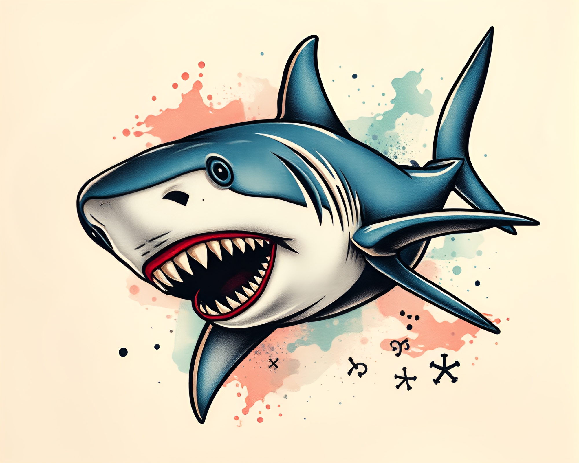 Tattoo-inspired Shark Among Fabric Folds – free AI stock image