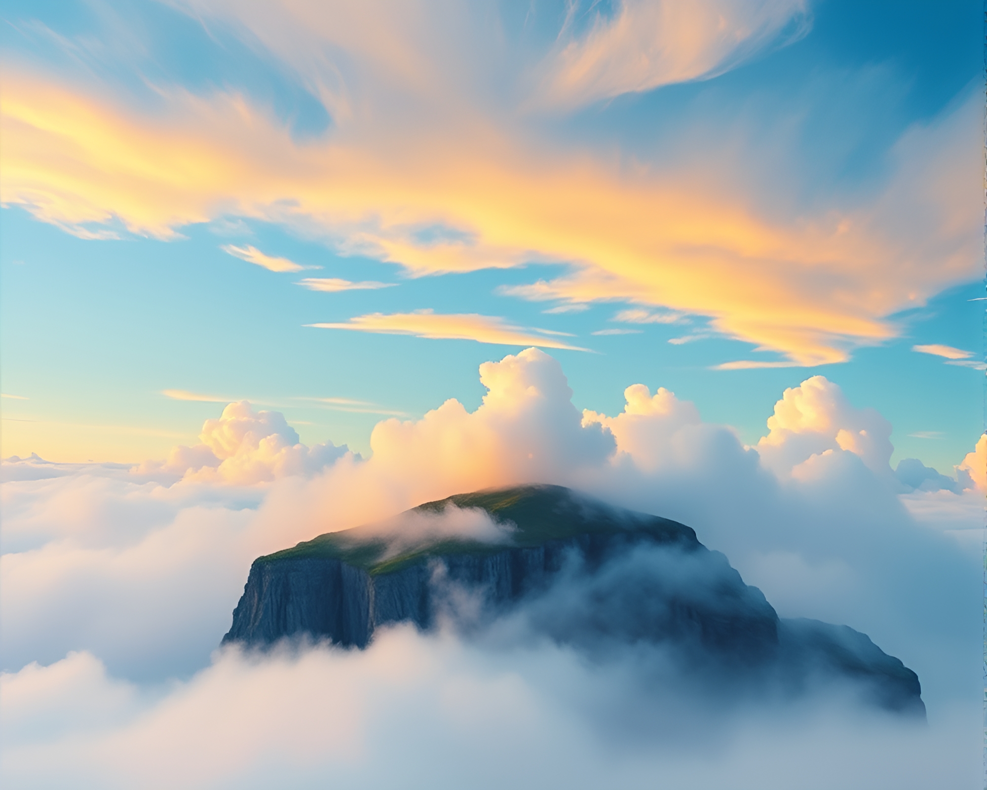 Majestic Floating Island in Dawn Mist – free AI stock image