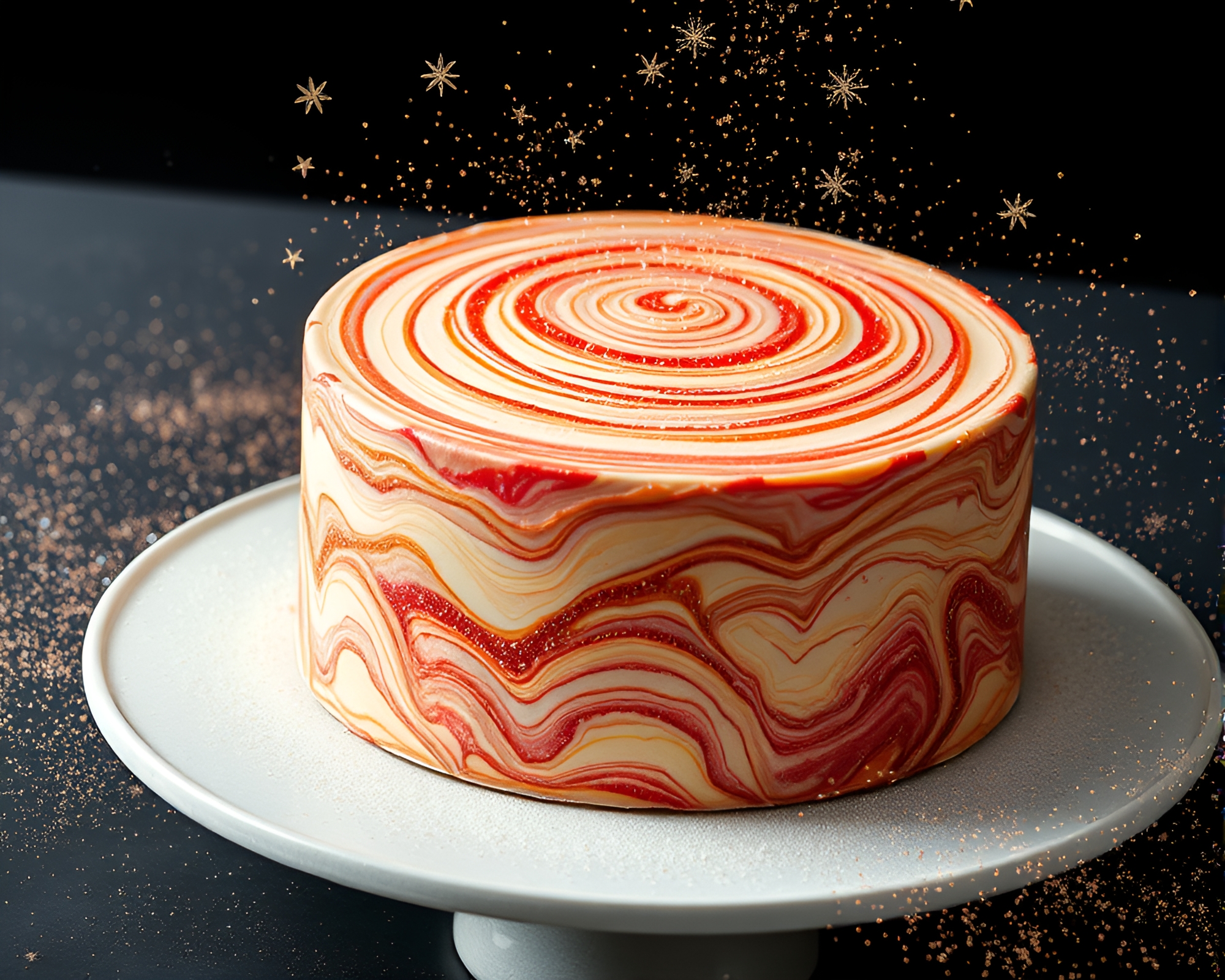 Marbled Cake Botanical Illustration With Cobweb Strands – free AI stock image
