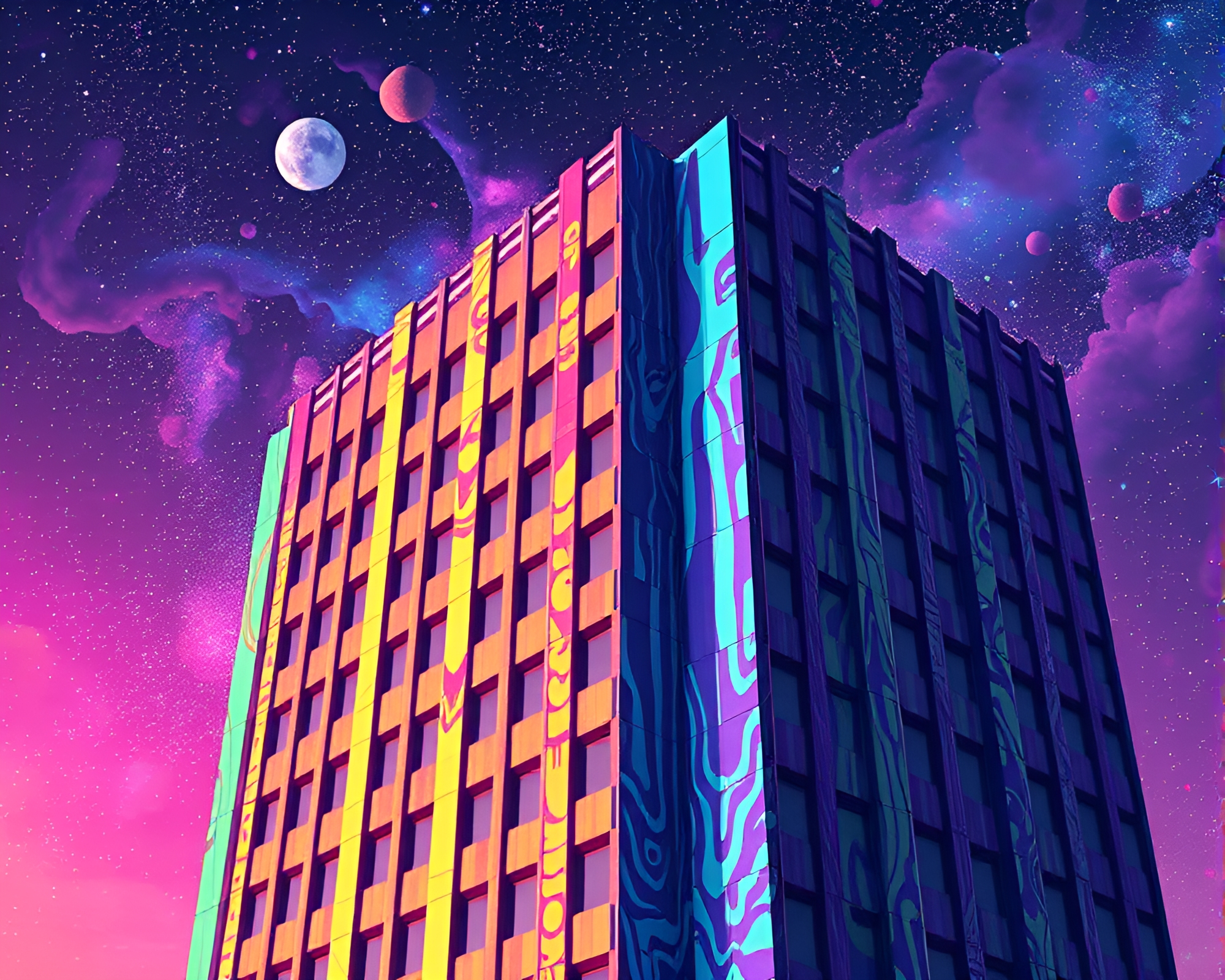 Oil Slick Spectrum: Galactic 16-Bit Brutalist Masterpiece – free AI stock image